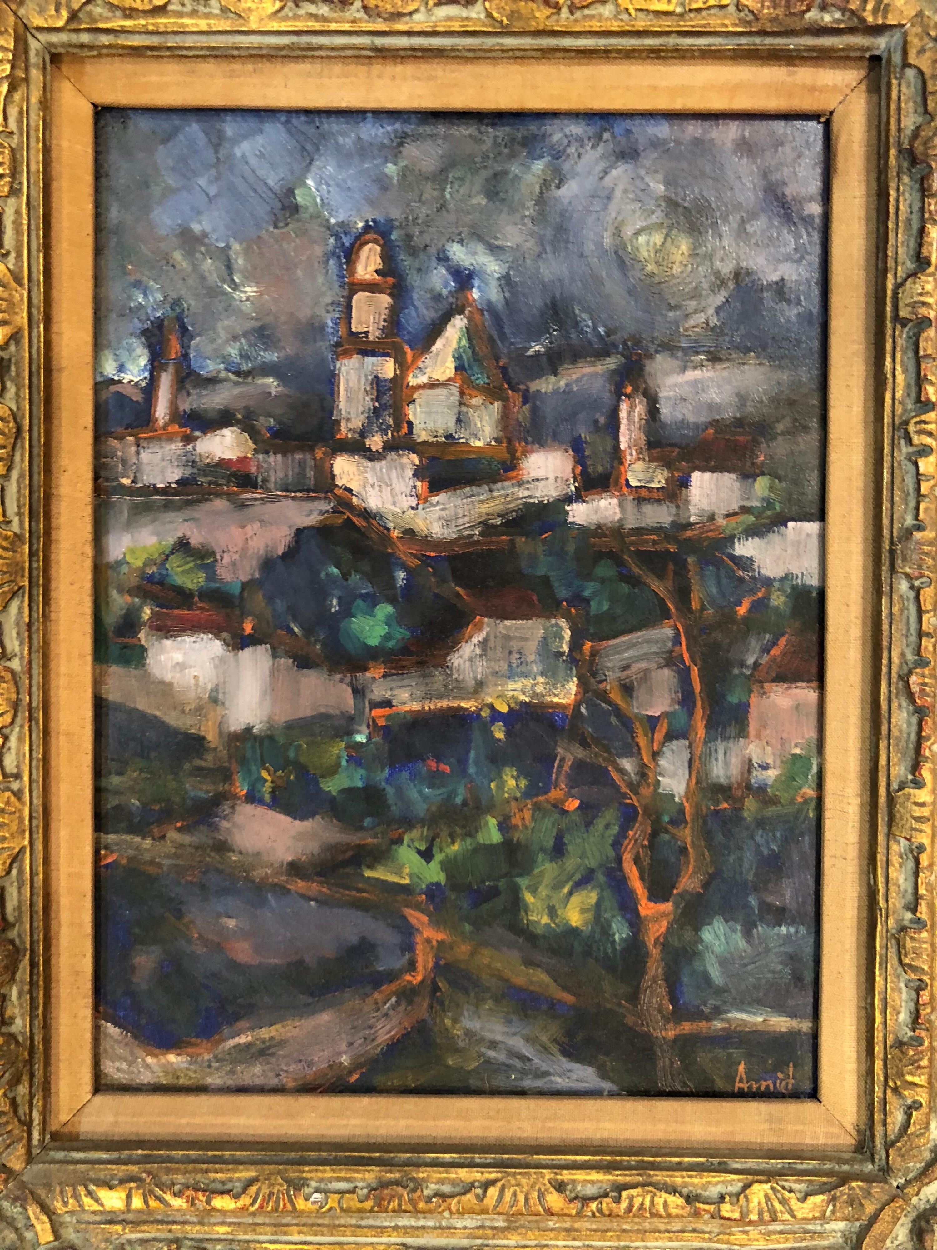 Original impressionist painting by Israeli artist Asher Amid. One of Israels most prominent contemporary artists. His painting 