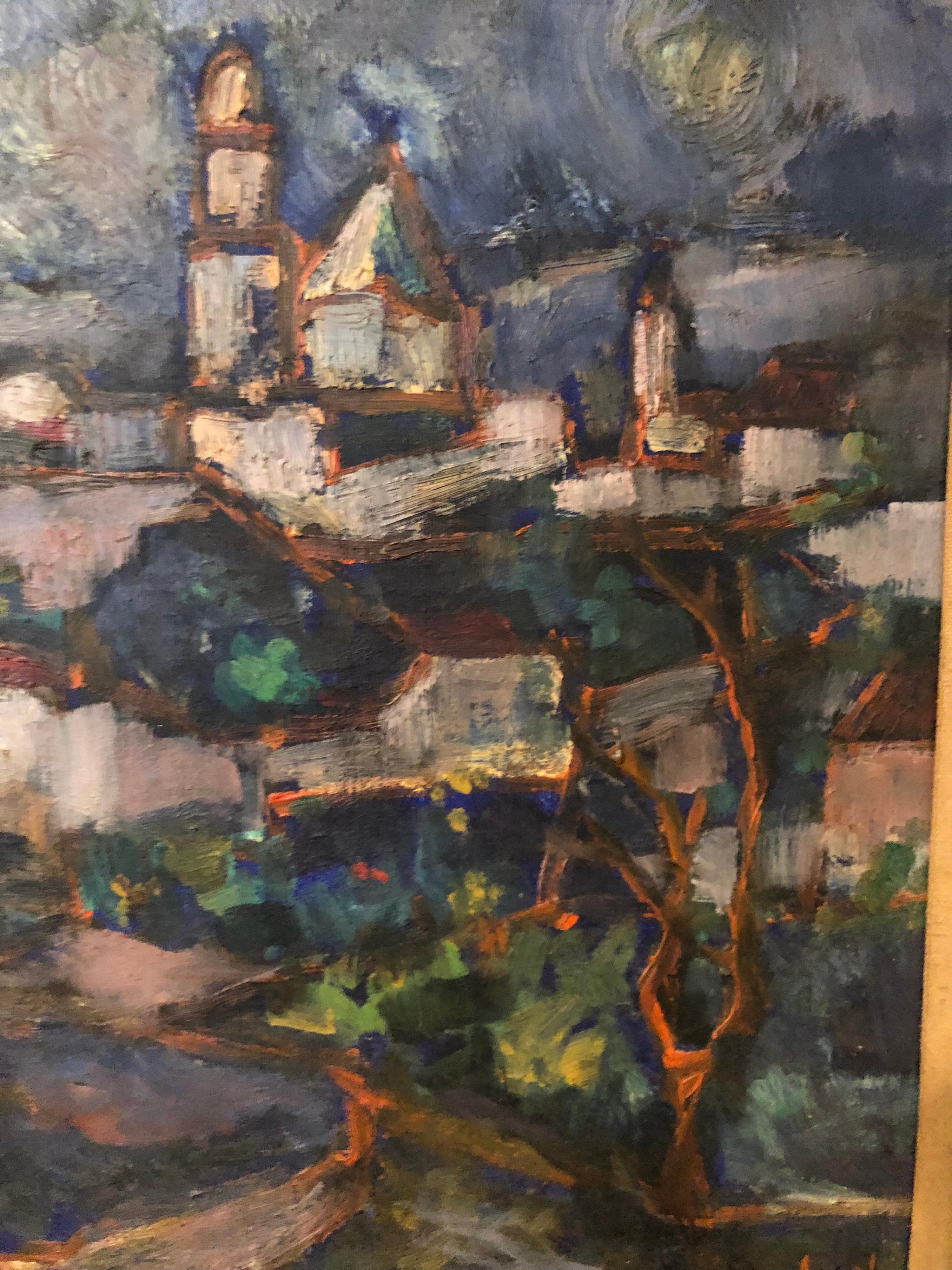 Israeli Impressionist Oil on Board by Asher Amid