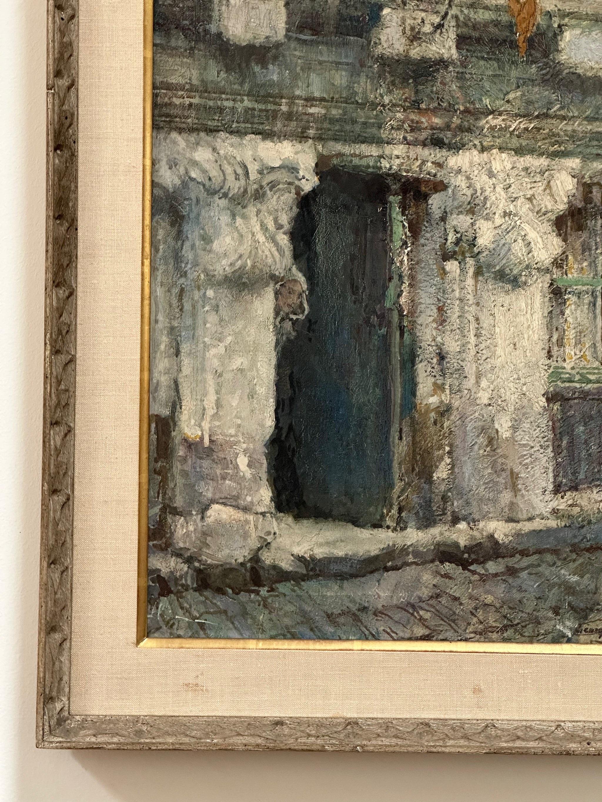Impressionist oil on Canvas, French Boulangerie by George Wharton Edwards In Good Condition For Sale In Charlottesville, VA