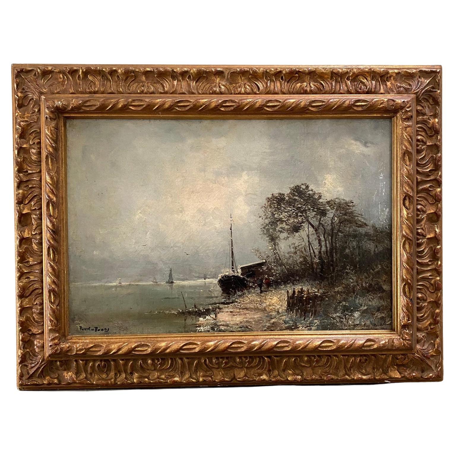 Pittura a olio impressionista dell'artista quotato Frank Myers Boggs