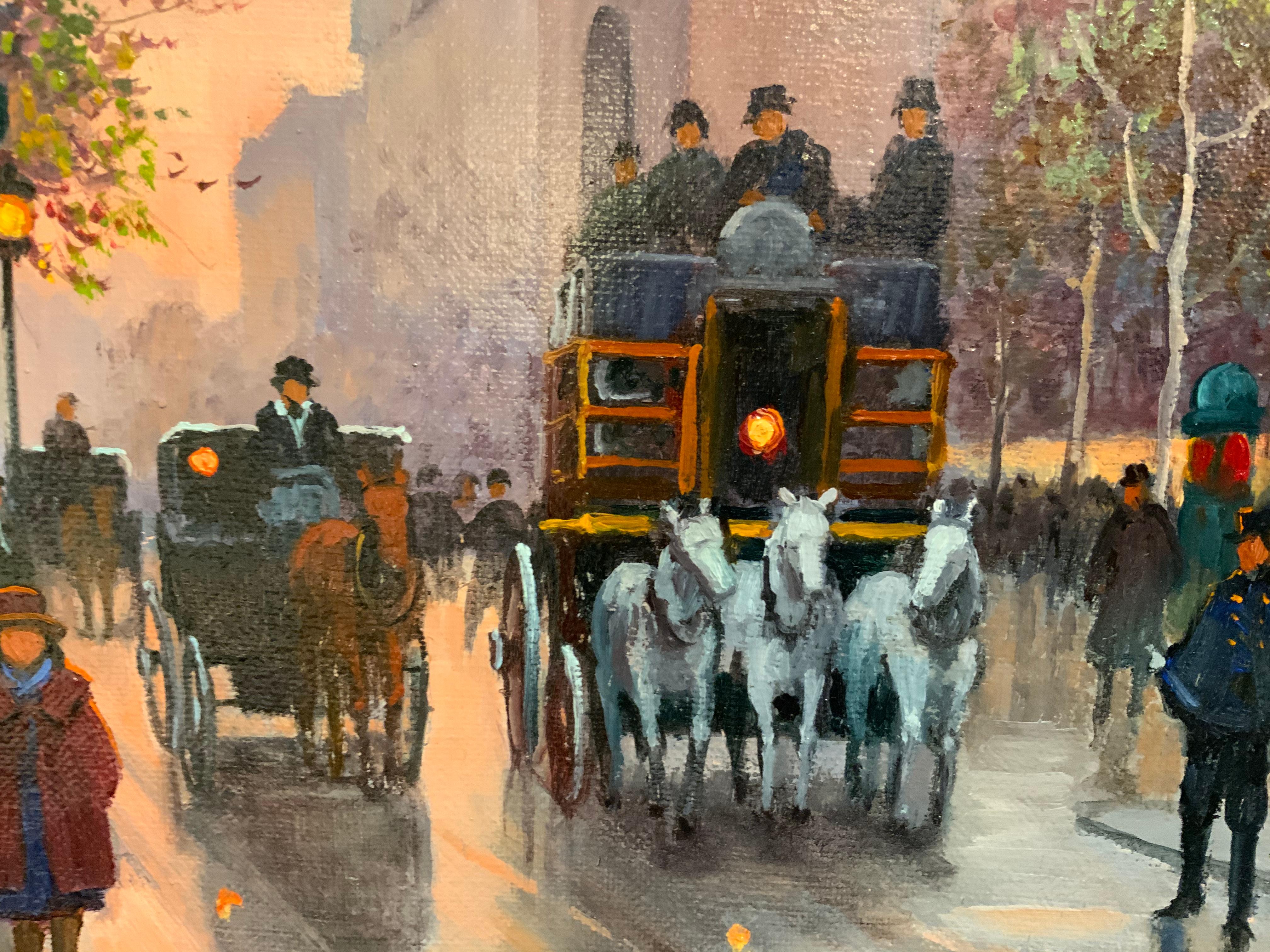 American Impressionist oil painting by Ruth Greer of Paris street scene
