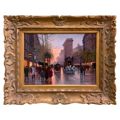 Vintage Impressionist oil painting by Ruth Greer of Paris street scene