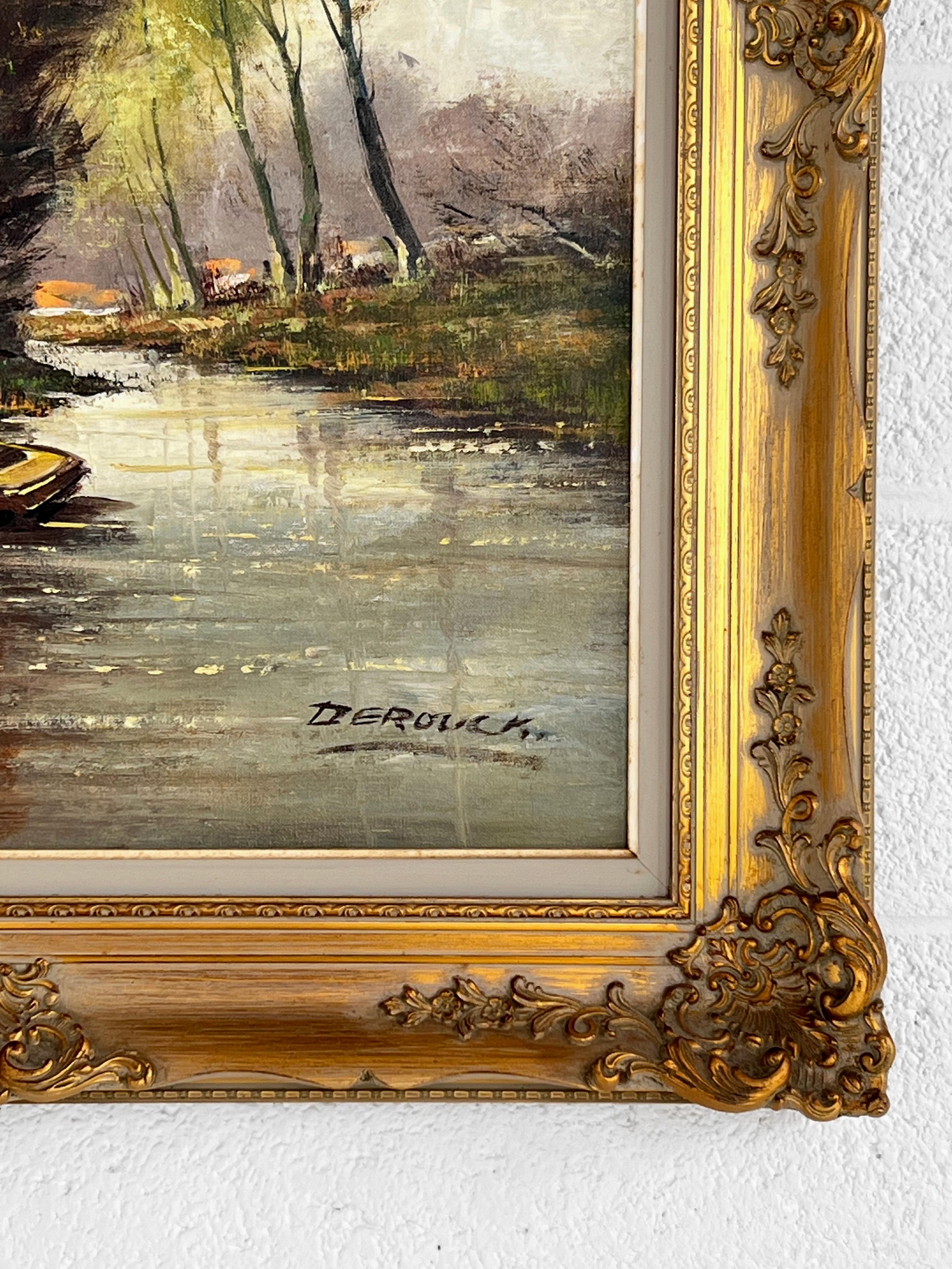 Impressionist Oil Painting River And Nature In Good Condition For Sale In Tourcoing, FR