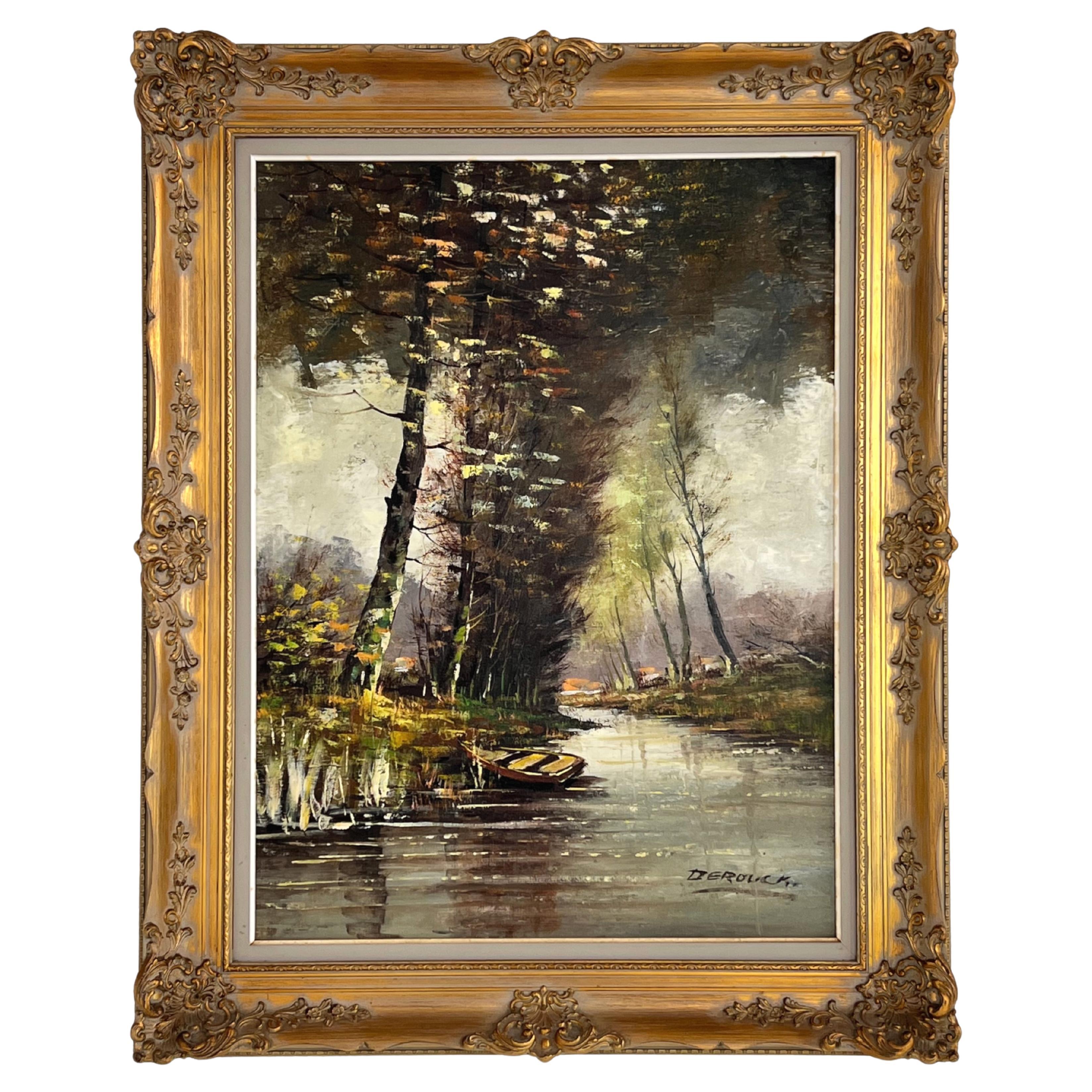 Impressionistisches Ölgemälde Fluss und Natur