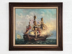 Impressionist Oil Painting See And Boats Scene