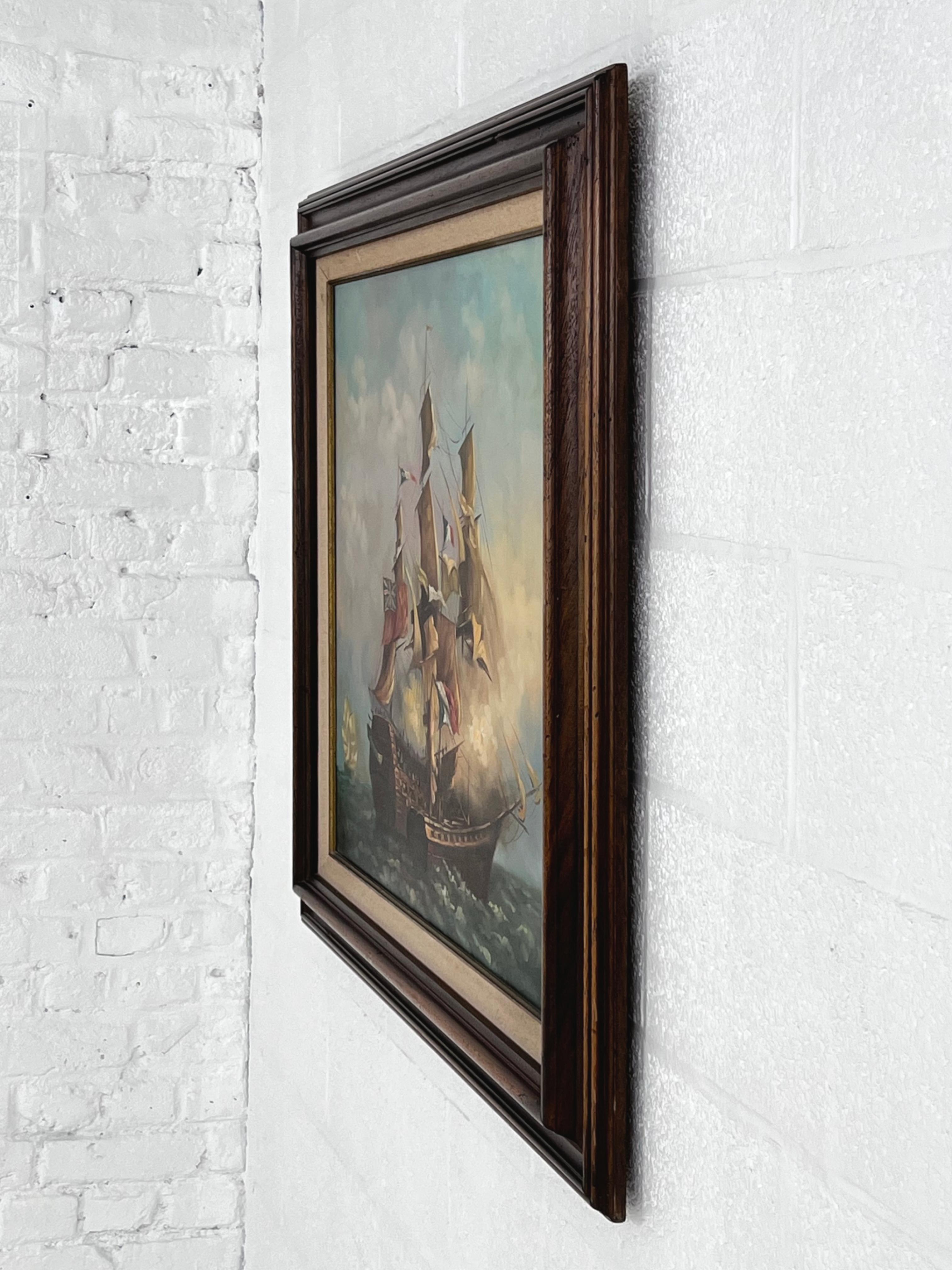 Beaux-Arts Peinture à l'huile impressionniste - Scène de bateaux en vente
