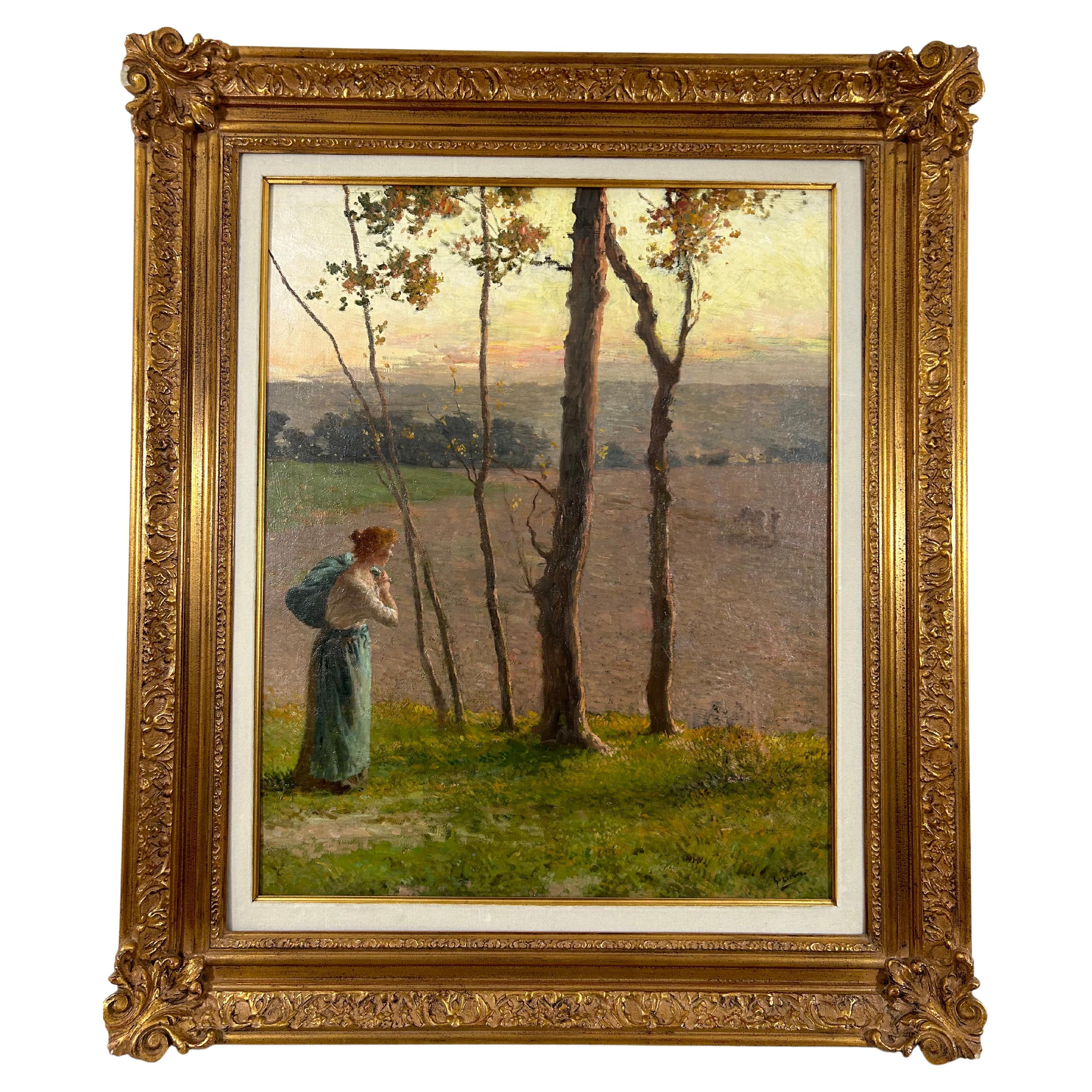 Impressionist Painting by Andre Gisson, Oil on Canvas, 20th Century For Sale