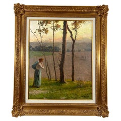 Vintage Impressionist Painting by Andre Gisson, Oil on Canvas, 20th Century