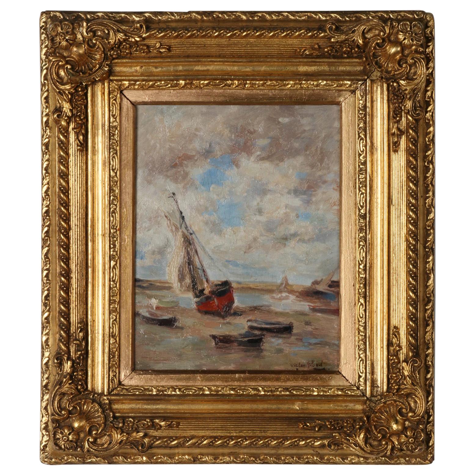 Impressionist Painting by Victor Gilsoul, Flemish School circa 1900