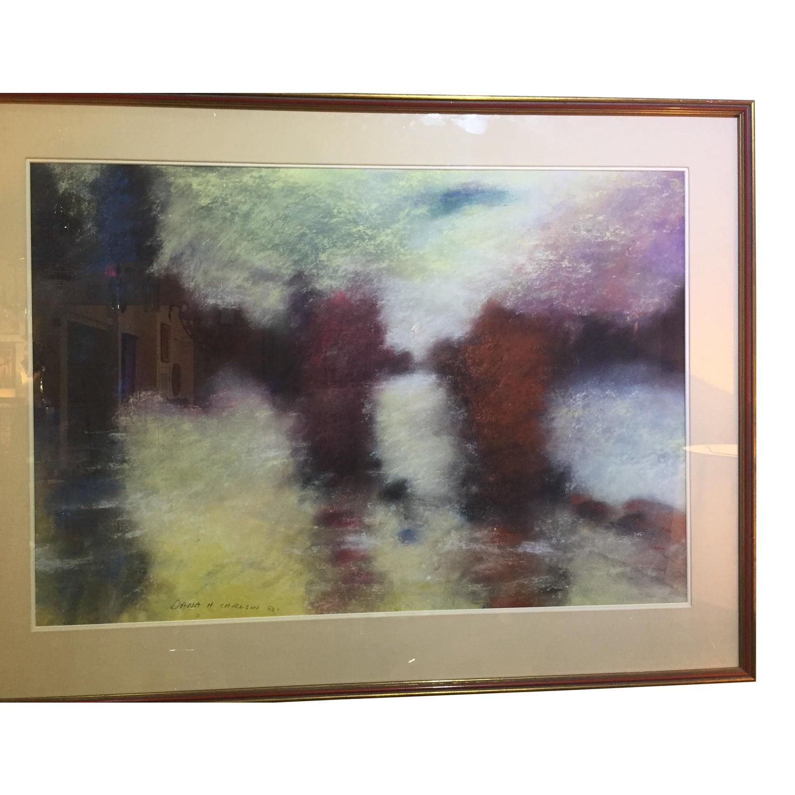 This beautiful and moody impressionist pastel painting of what seems to be a pastoral scene was created in 1986 by Dana H. Carlson.

Note: Image dimensions are 25