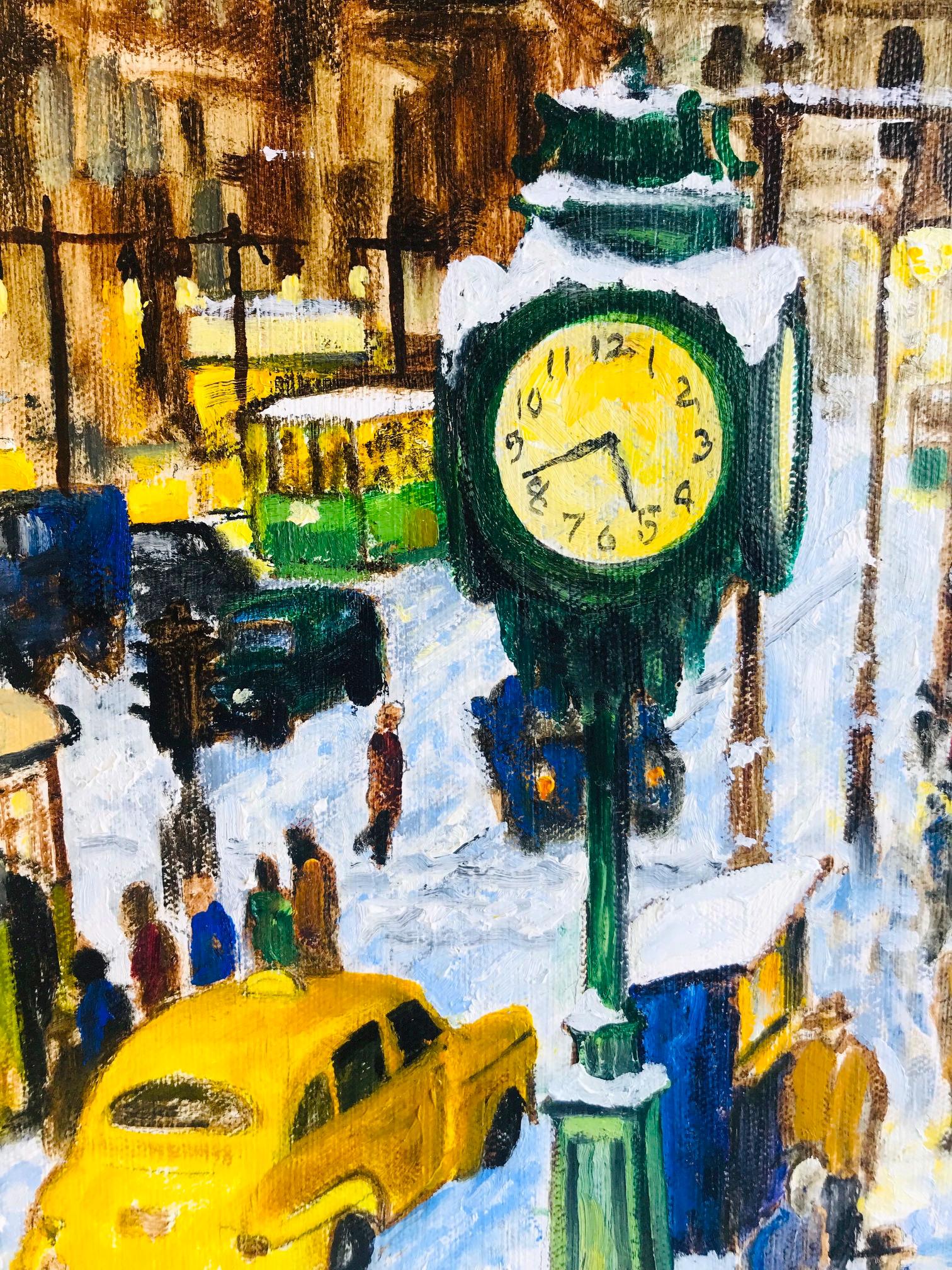 Impressionist Painting of 1950s New York City at 42nd Street, Oil on Canvas In Excellent Condition In Fort Lauderdale, FL