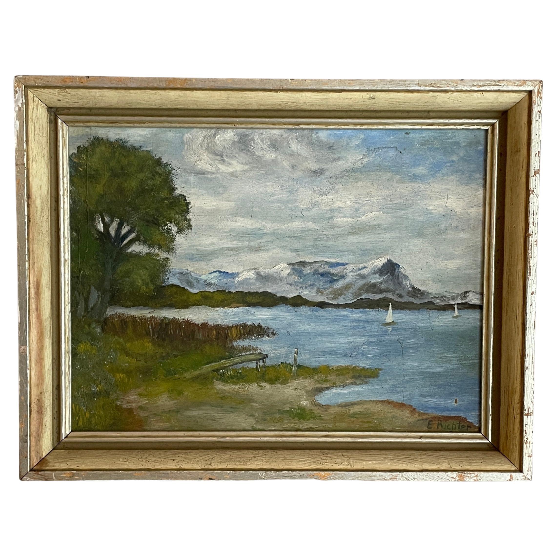 Peinture impressionniste d'un paysage en Autriche, huile sur toile, 1930