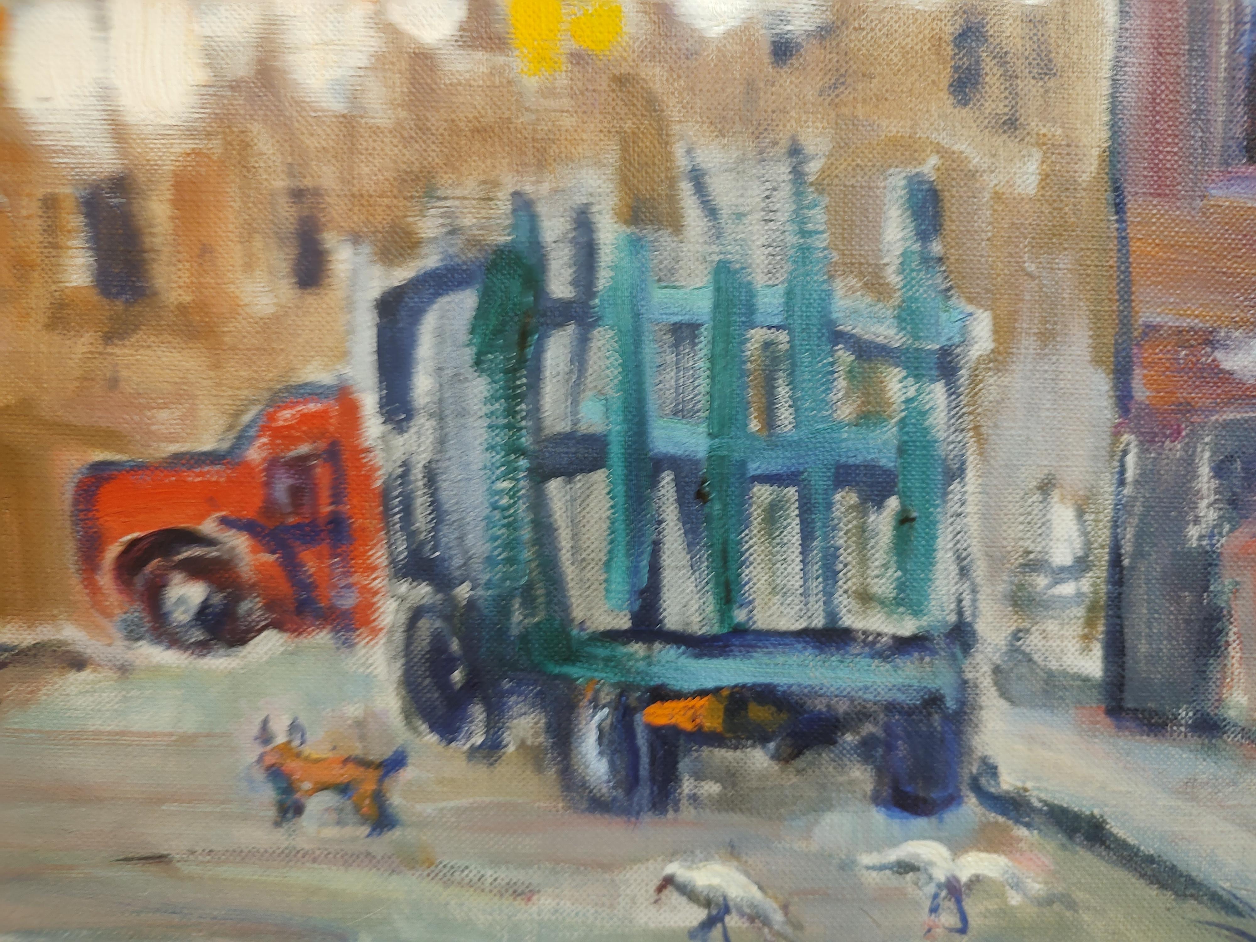 Mid Century Impressionis Painting of a Urban Scene 