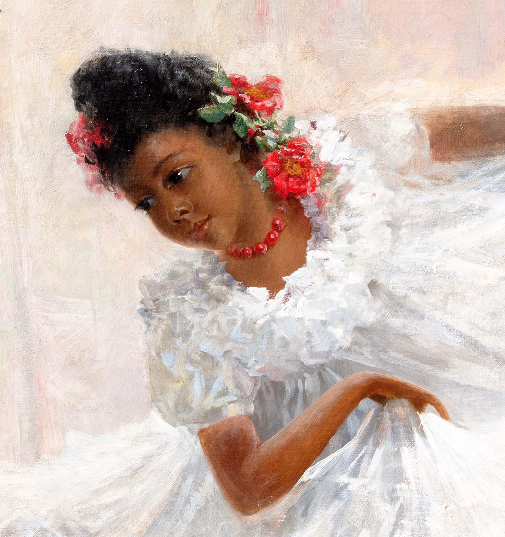 American Impressionist Painting of a Young Spanish Flamenco Dancer by J.C. Arter For Sale