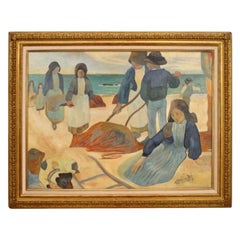 Vintage Impressionist Painting of Brettones