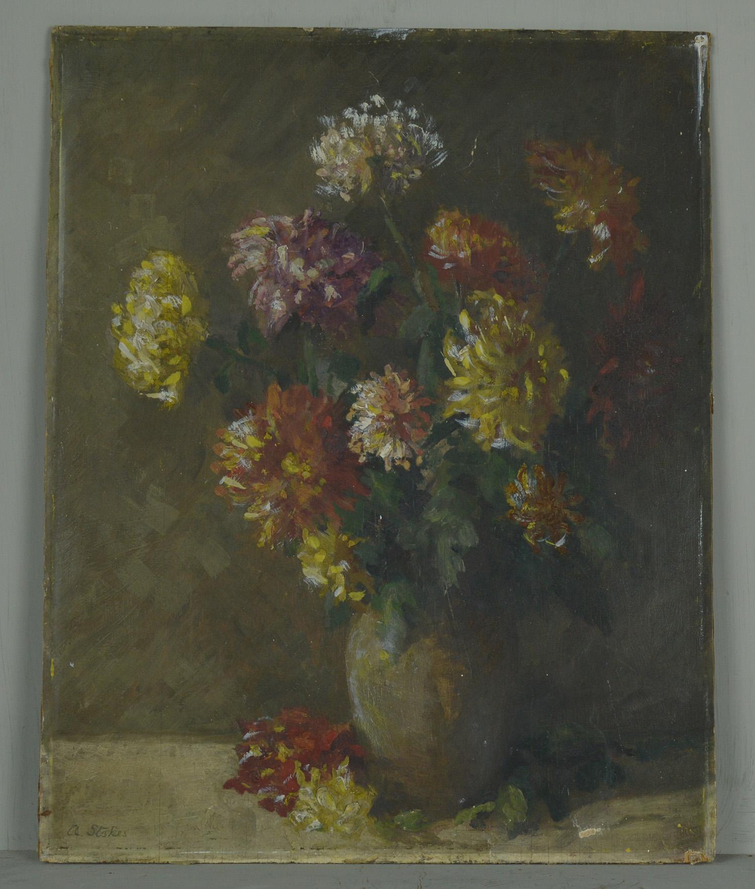 French Provincial Impressionist Painting of Flowers, Amelia Stokes, circa 1920