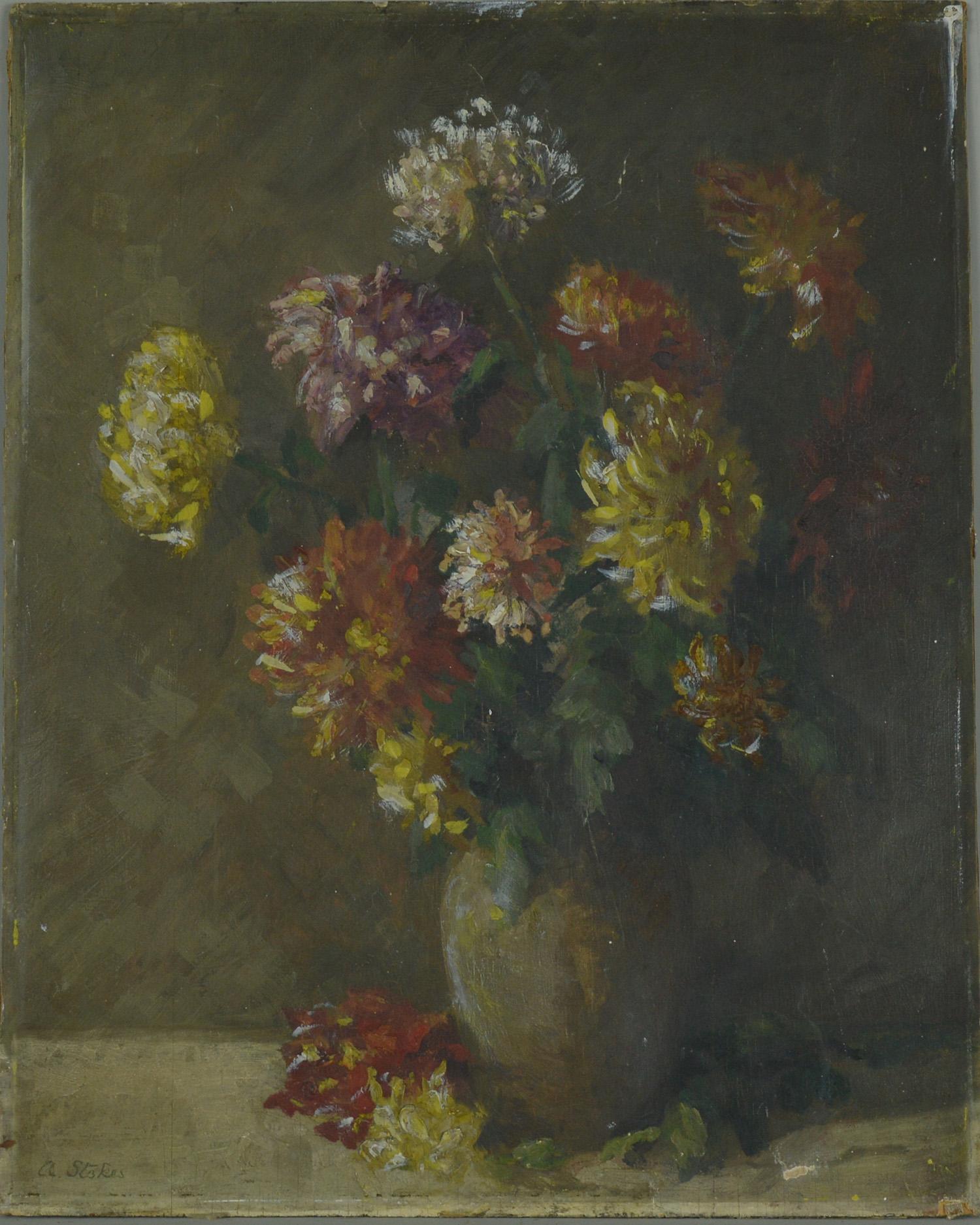 English Impressionist Painting of Flowers, Amelia Stokes, circa 1920