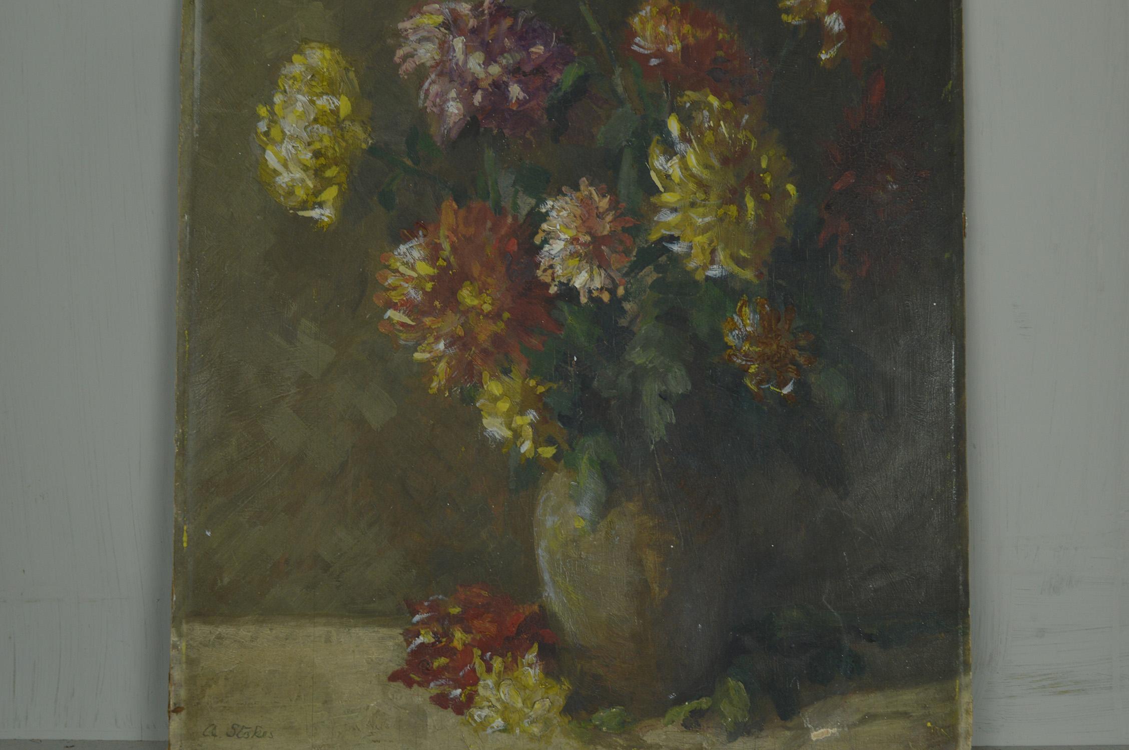 Impressionist Painting of Flowers, Amelia Stokes, circa 1920 In Good Condition In St Annes, Lancashire