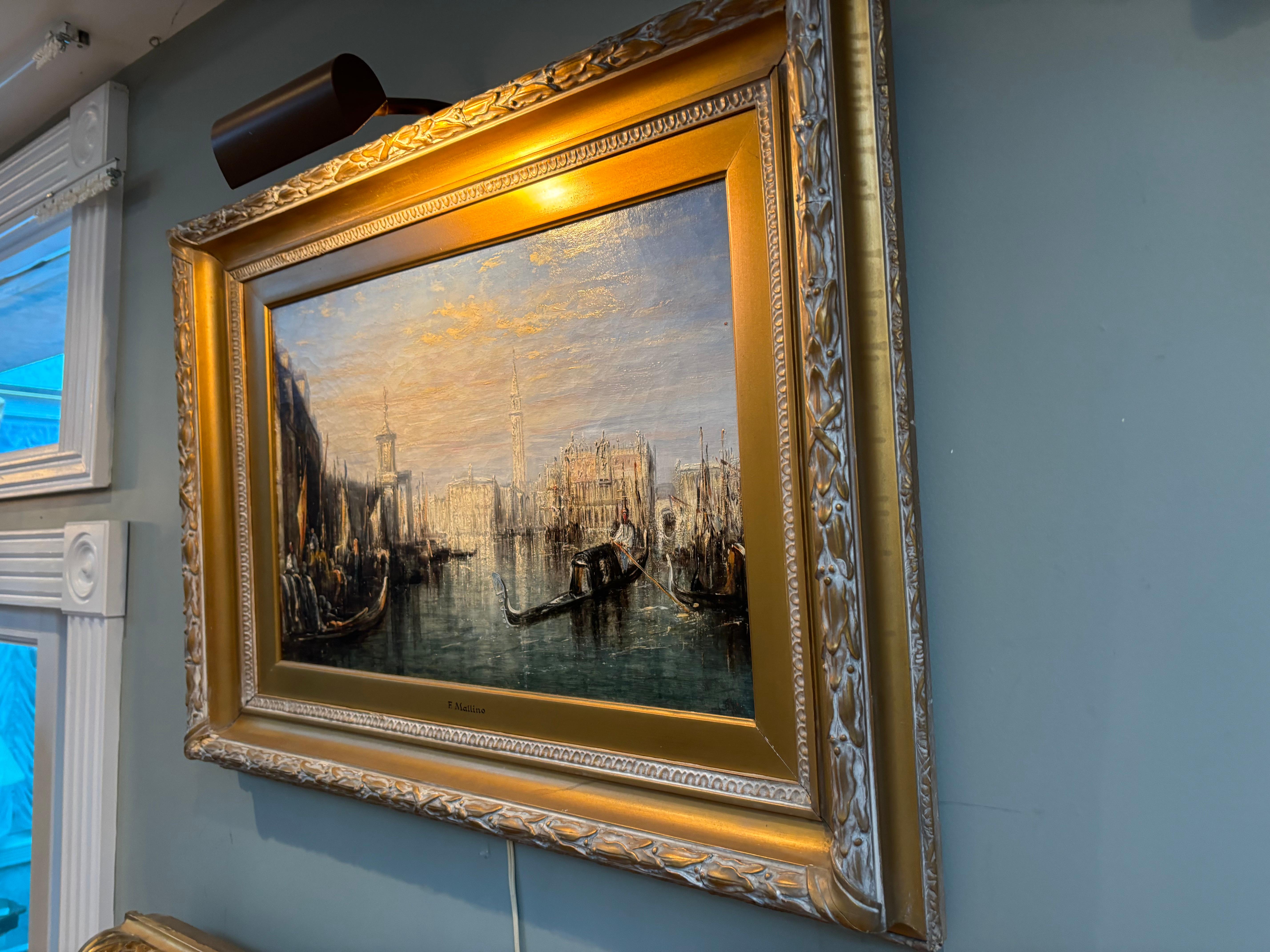 XIX secolo Quadro impressionista del Canal Grande di Venezia di Francis Moltino in vendita