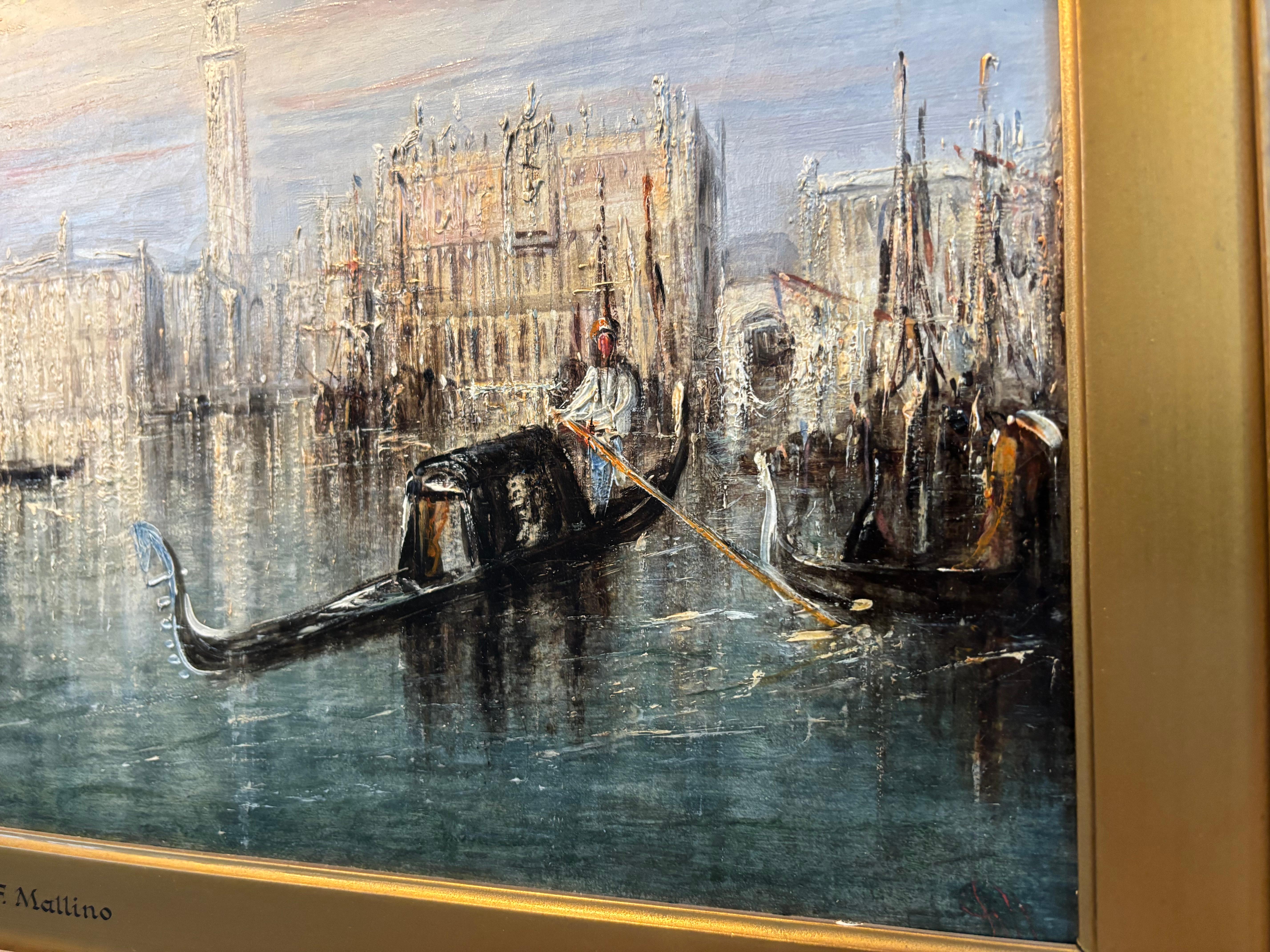 Tela Quadro impressionista del Canal Grande di Venezia di Francis Moltino in vendita