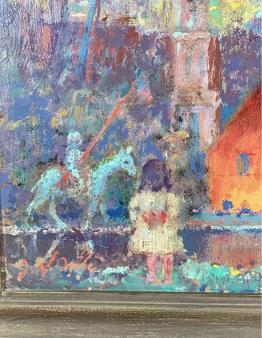 Mid-20th Century Impressionist Painting Oil on Board by John W. Orth, Texas Listed Artist For Sale