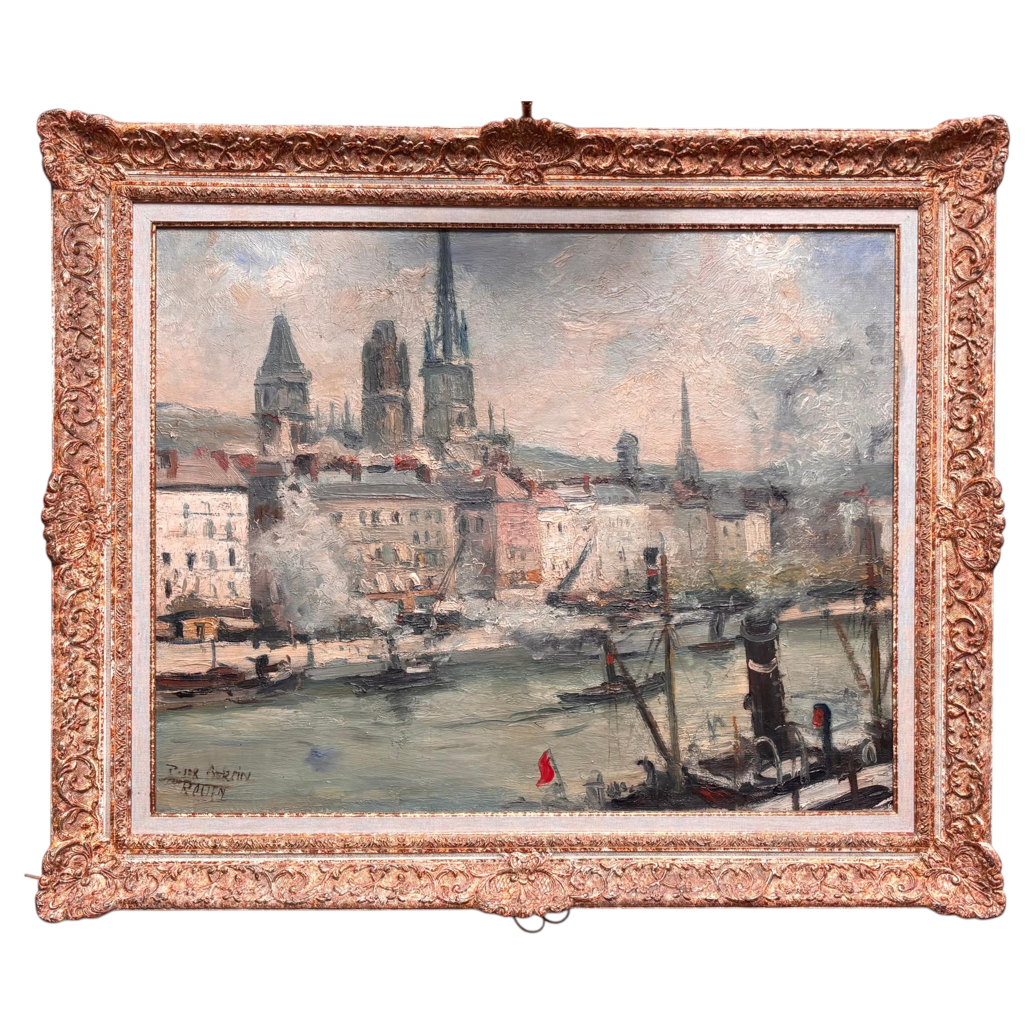 Impressionist Paiting Titled “La Seine a Rouen” by French Artist Roger Bertin For Sale