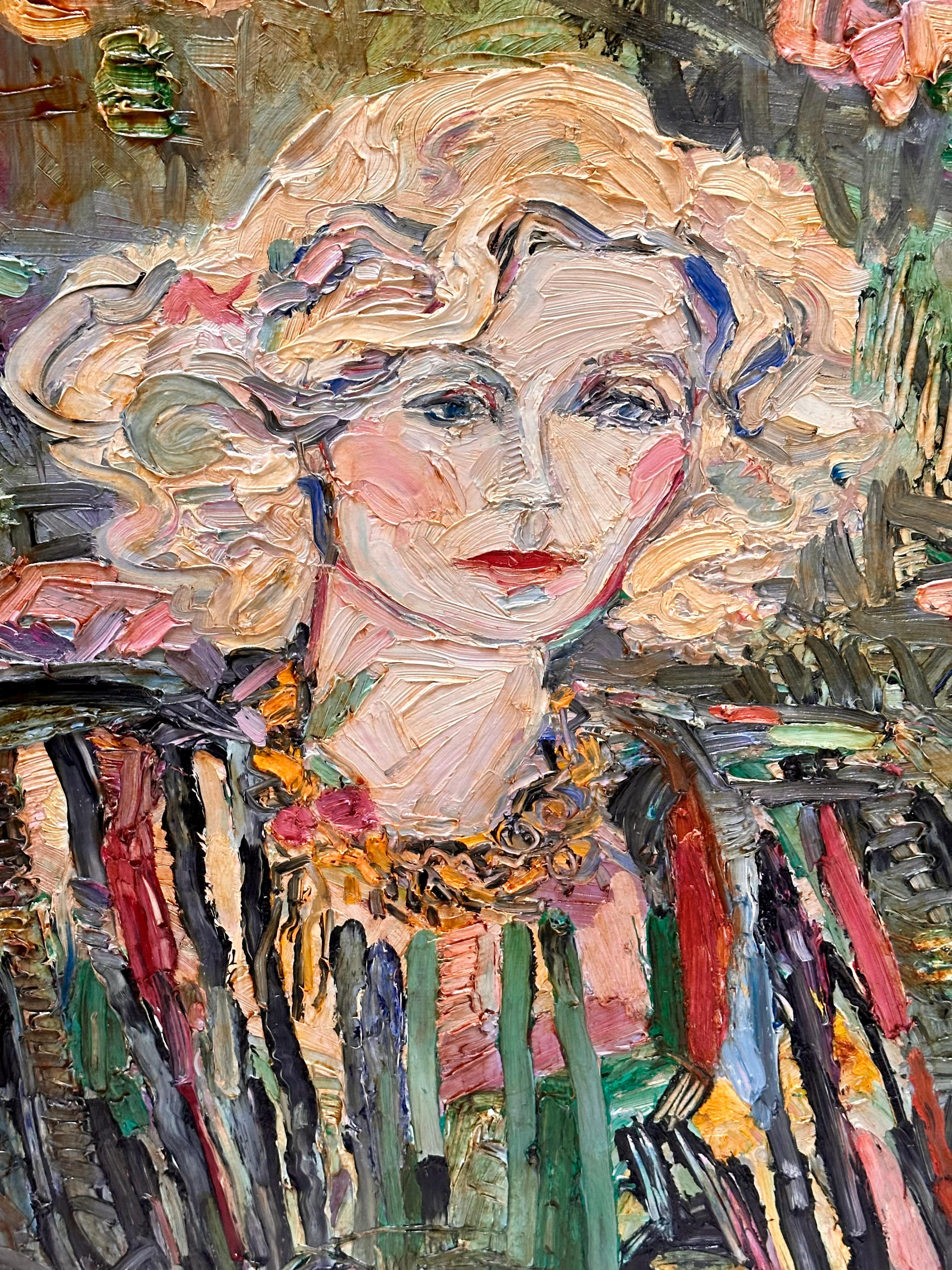 Impressionist Portrait of a Grande Dame by Andrea Tana in Giltwood Frame In Good Condition For Sale In LOS ANGELES, CA