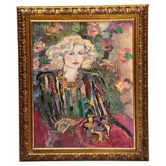 Impressionist Portrait of a Grande Dame by Andrea Tana in Giltwood Frame