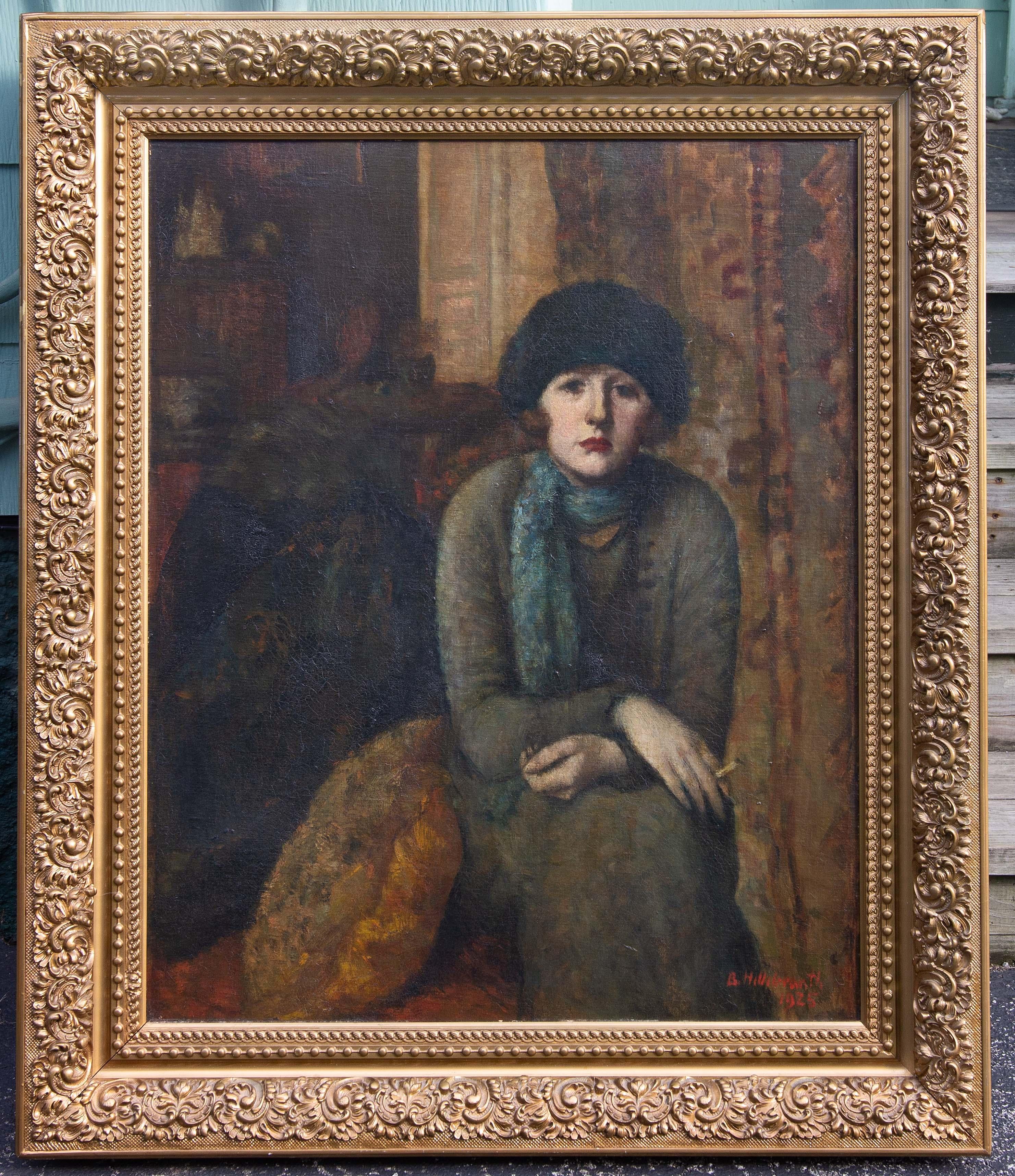 Donna boema Budapest, Ungheria 1925 di Bertha De Hellebranth. Un favoloso dipinto d'epoca fa rivivere l'intellighenzia bohémienne dell'Europa degli anni '20. Credo che il dipinto raffiguri la sorella dell'artista, Elena Maria De Hellebranth.