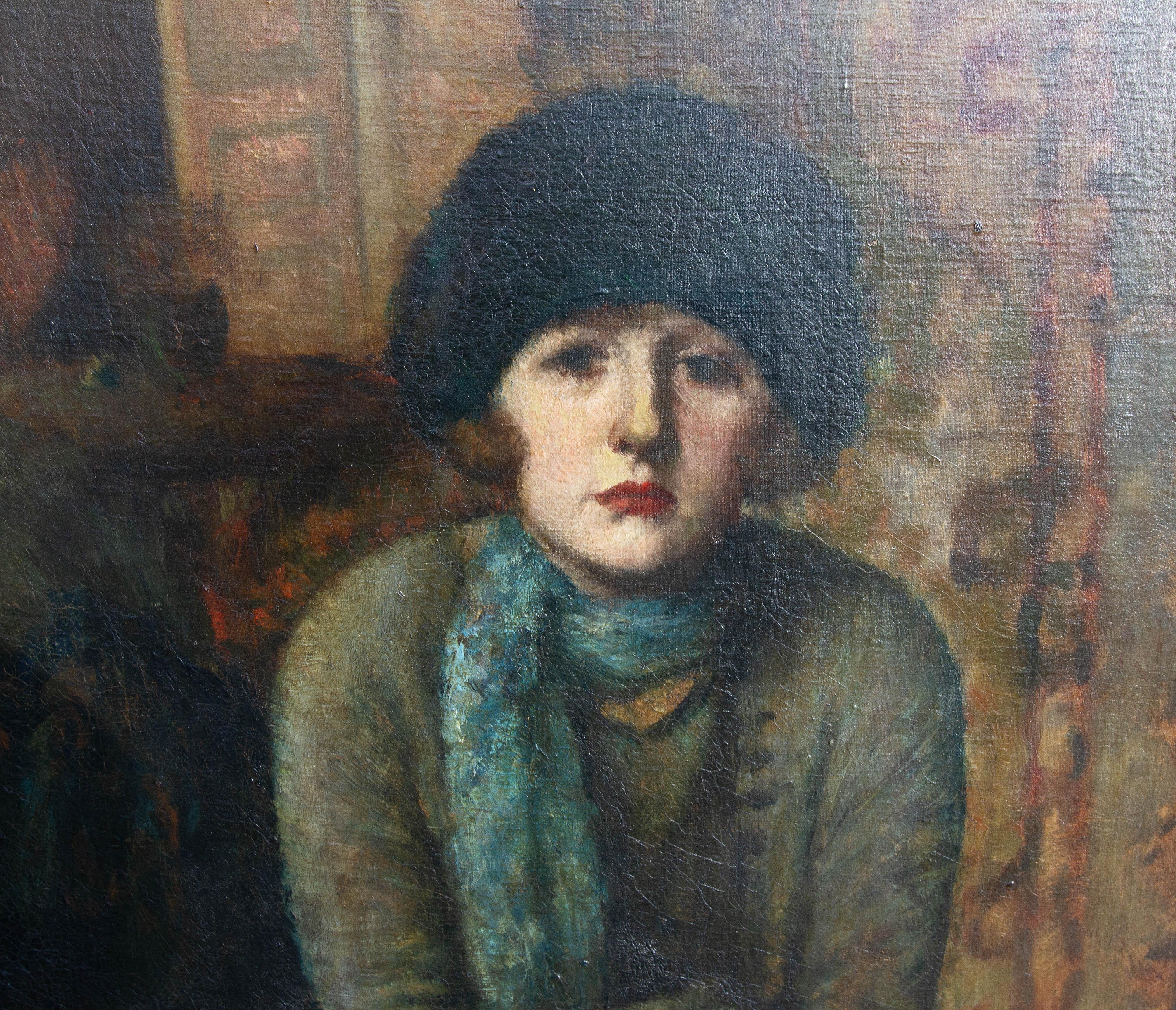 Impressionist Portrait Painting of a Bohemian Woman Budapest, 1925 In Good Condition For Sale In Rochester, NY