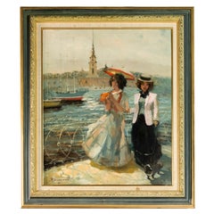 Pittura impressionista del faro di San Pietroburgo, XX secolo