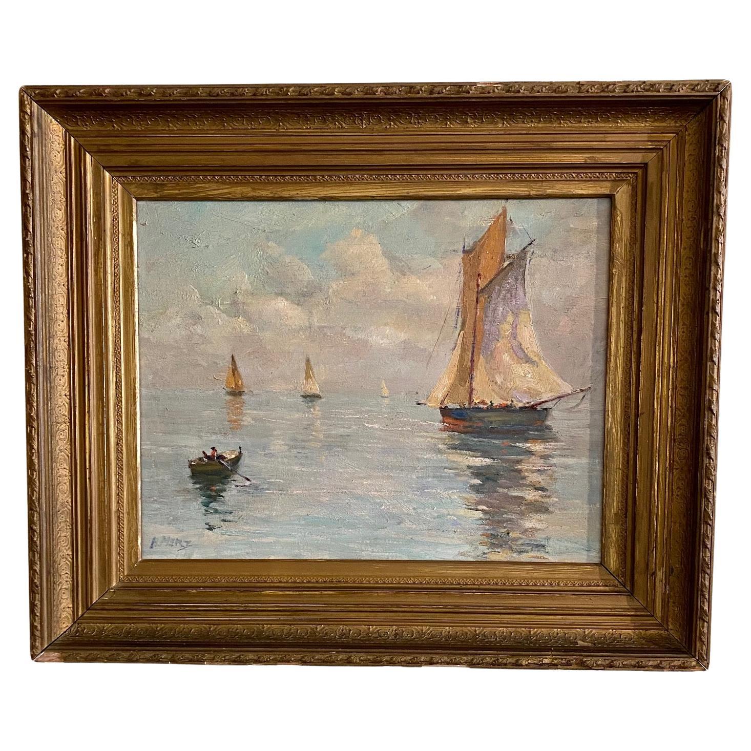 Impressionist Seascape by A. or H. Merz, circa 1920