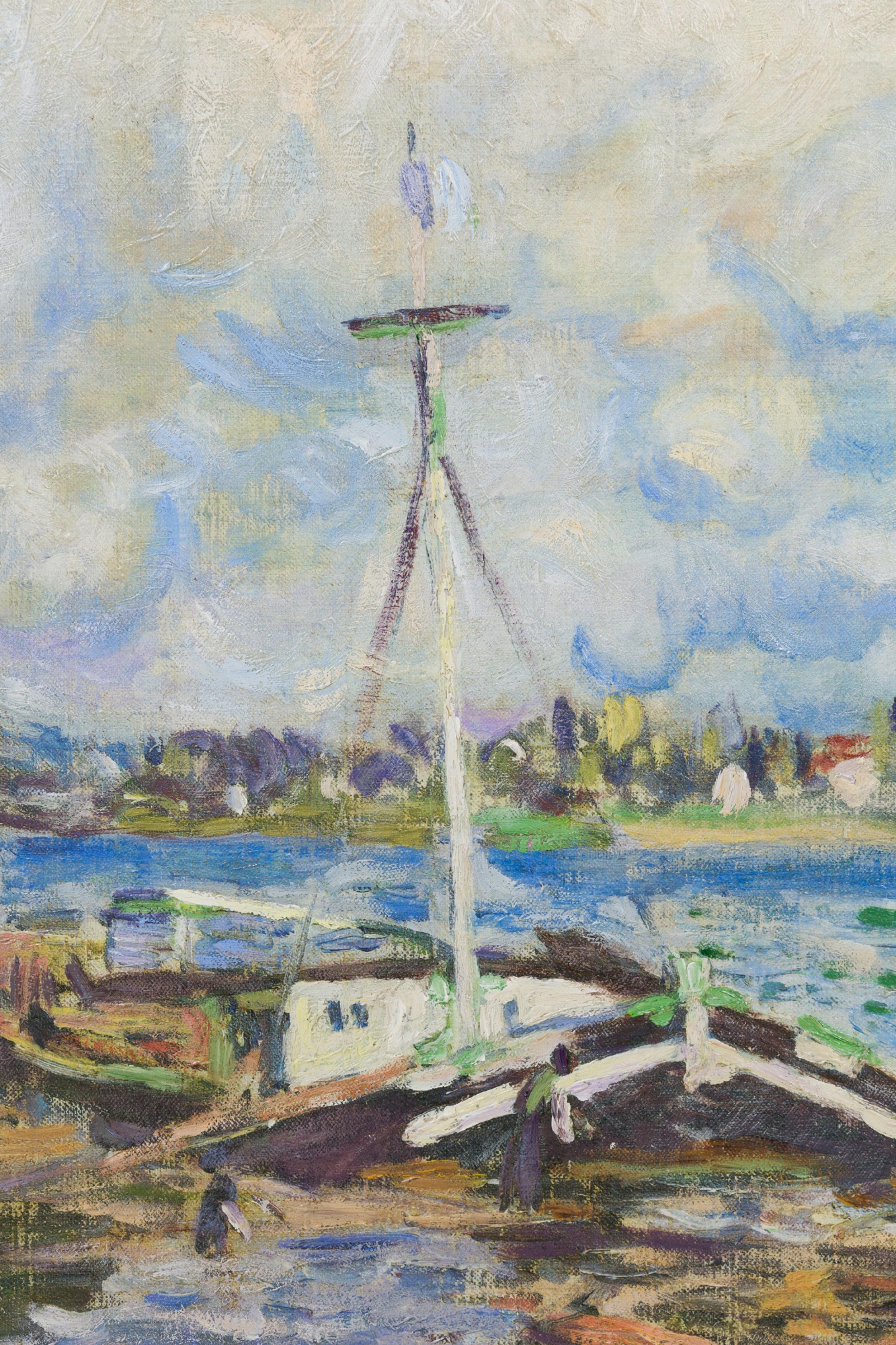 Impressionistisches Gemälde „St. Mammes“, Gemälde (amerikanisch) im Angebot