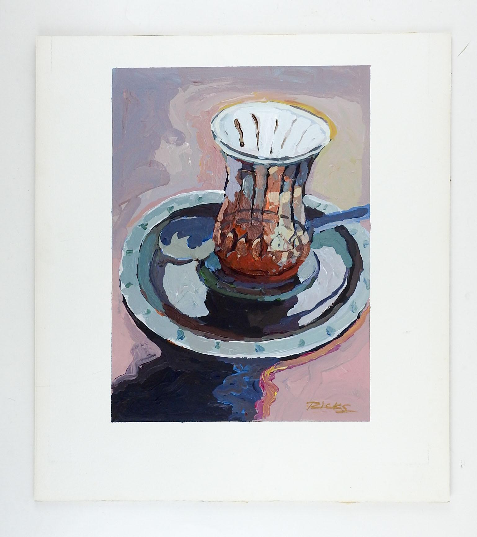 Modern Impressionist Still Life Cup & Saucer Painting For Sale
