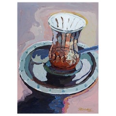 Vintage Impressionist Still Life Cup & Saucer Painting