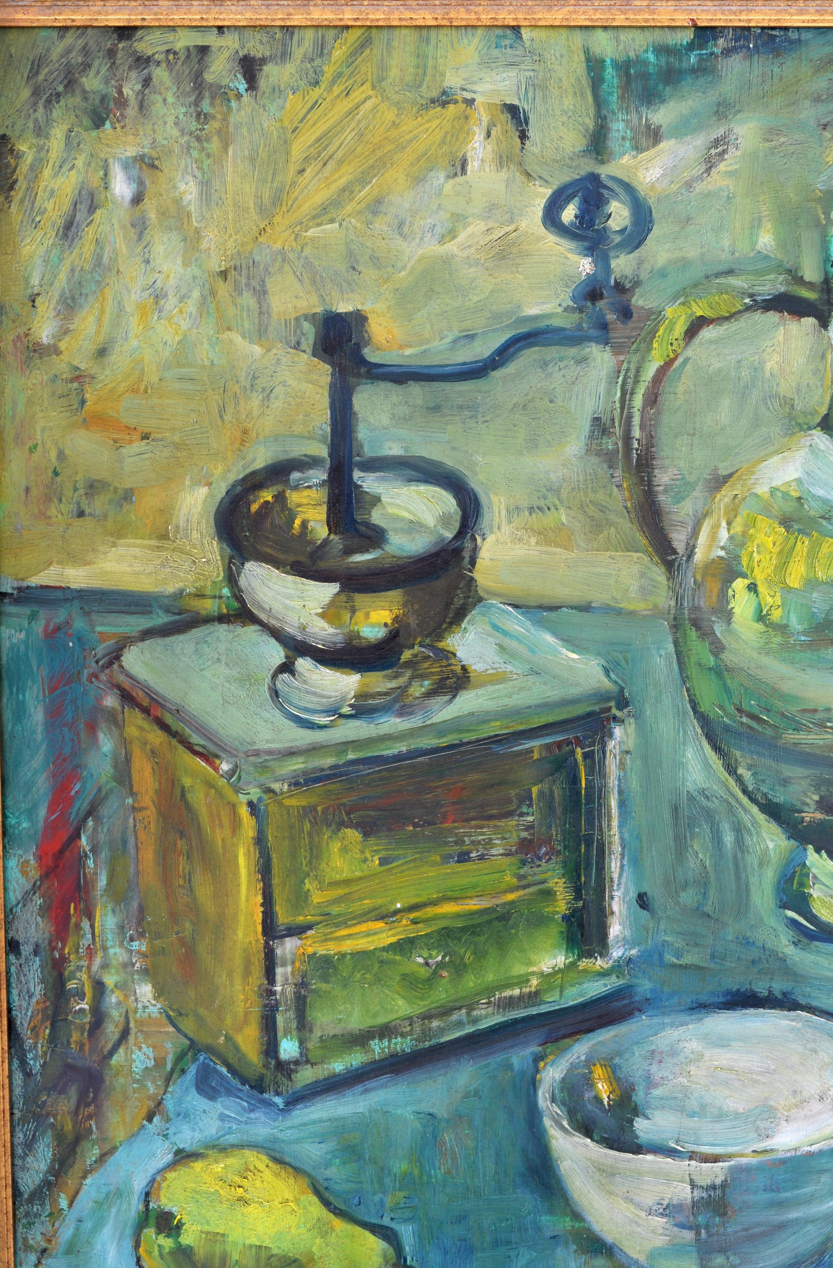 Expressionist German Still Life Oil Painting by Paul Kleinschmidt, 1946 In Good Condition In Portland, OR