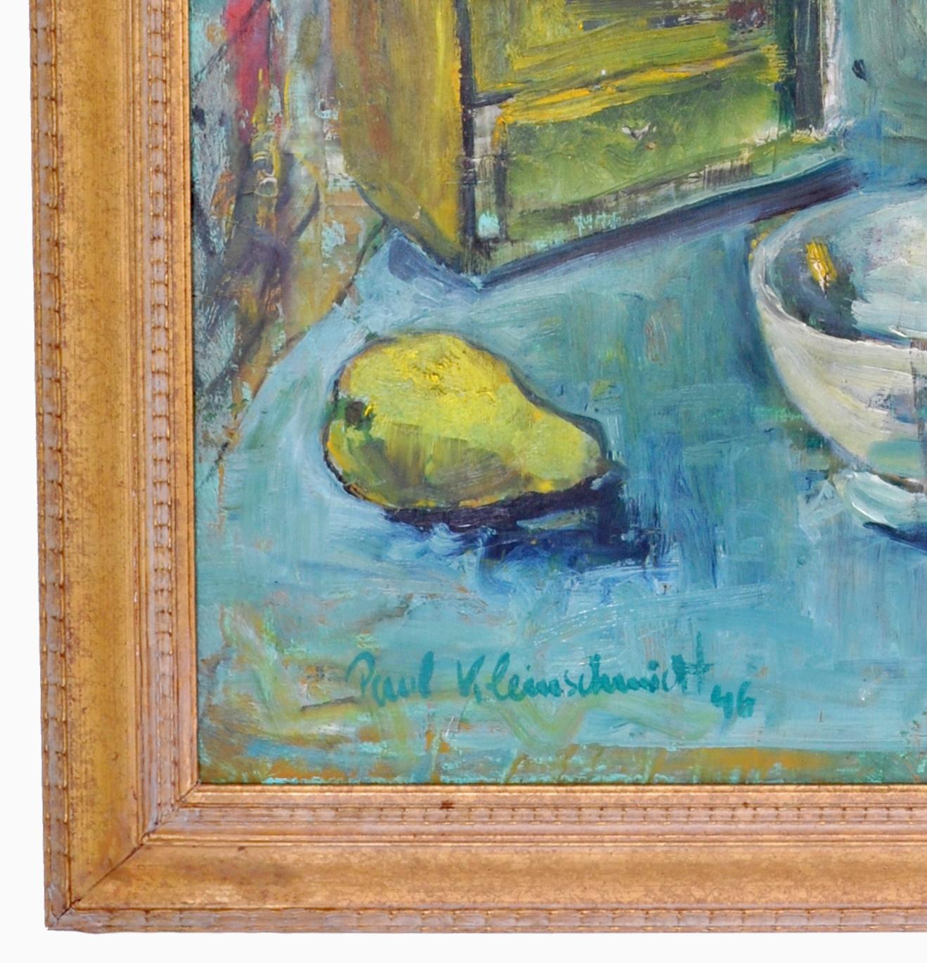 Expressionist German Still Life Oil Painting by Paul Kleinschmidt, 1946 2