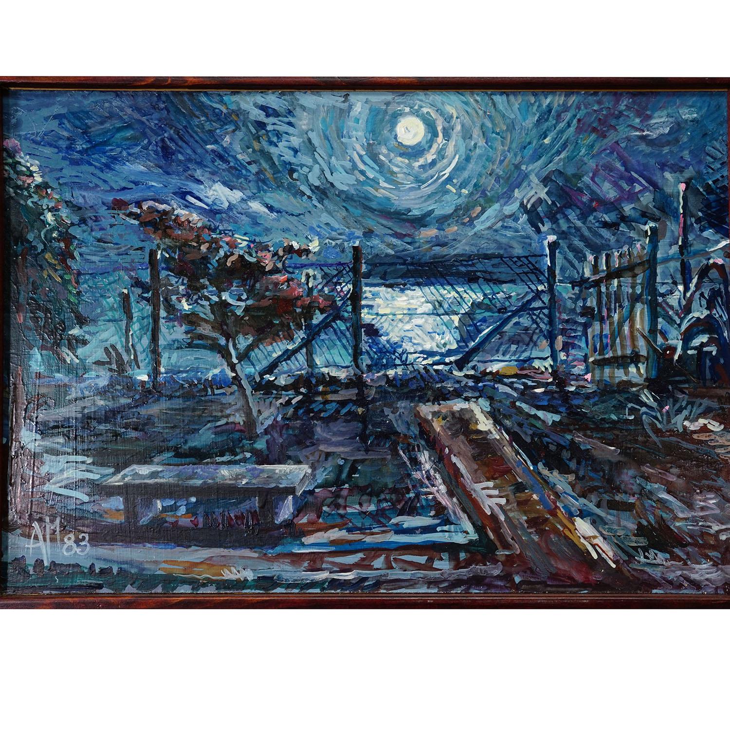 Impressionistisches Ölgemälde Mondscheinszene, 1983 - Alexander Michael (Sonstiges) im Angebot