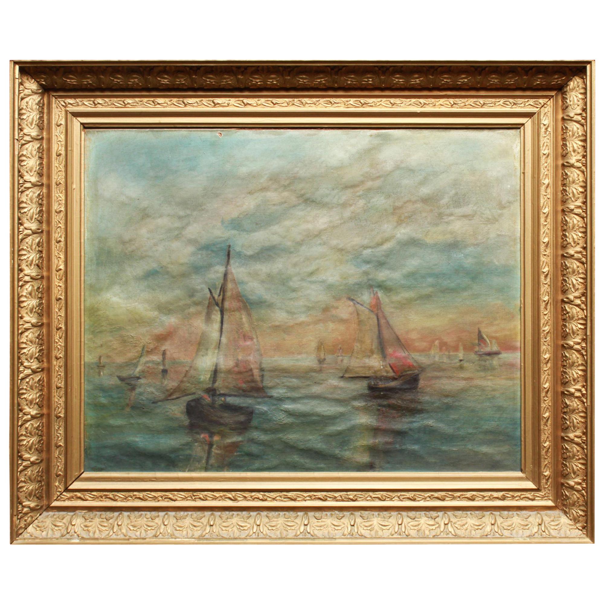 Impressionist Style Seascape Oil On Canvas Painting