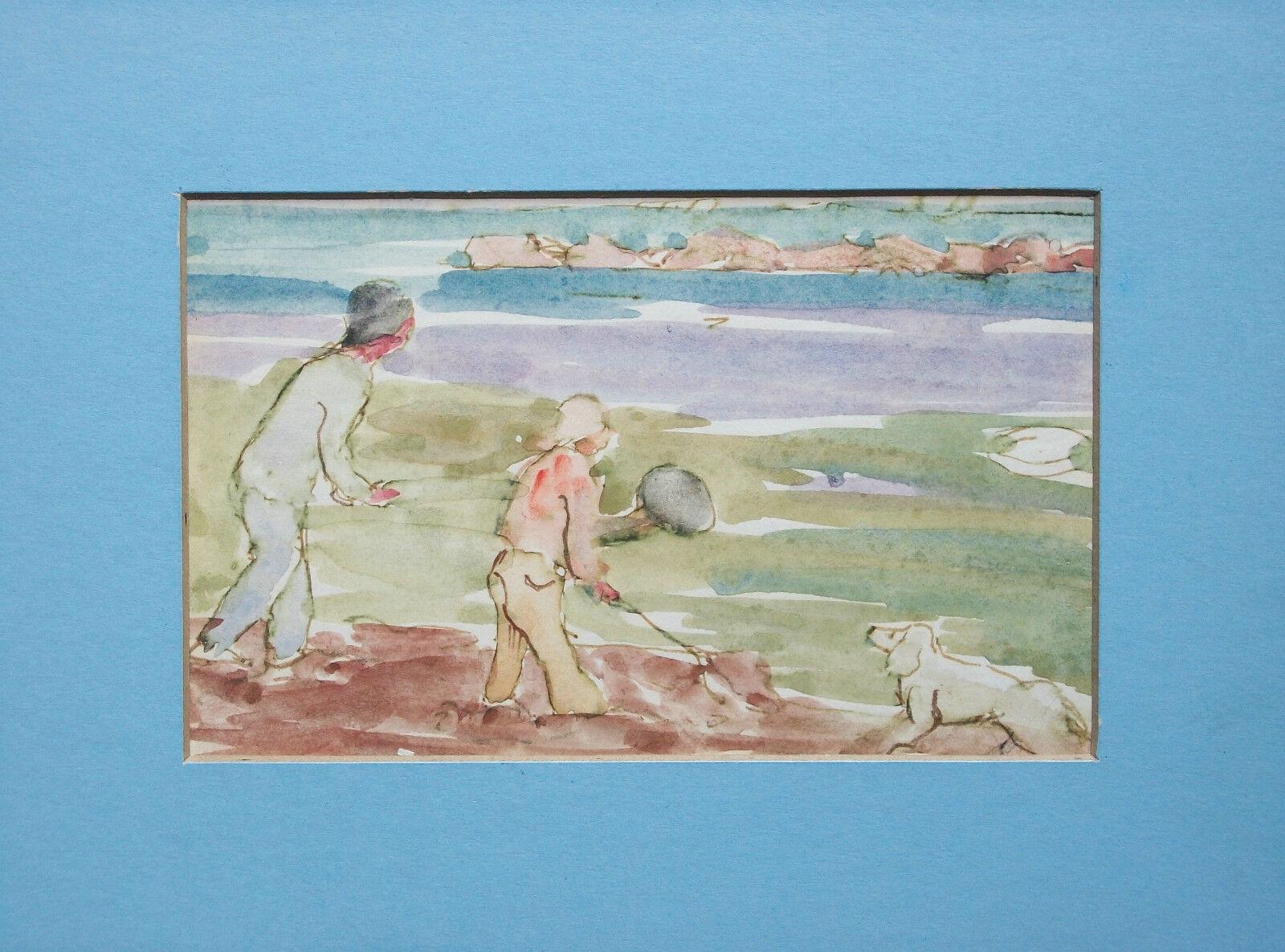 Modern Impressionist Style Watercolor Painting, Unsigned, Canada, Mid-20th Century For Sale