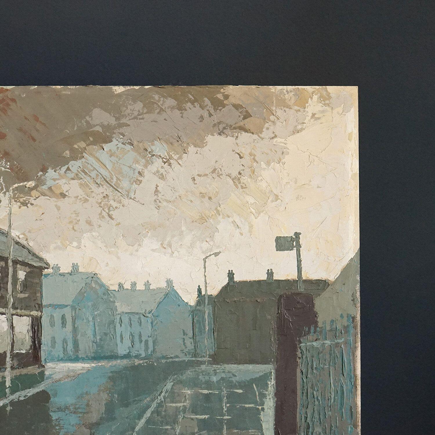 Peinture à l'huile impressionniste originale vintage d'un paysage représentant une scène de rue en vente 1