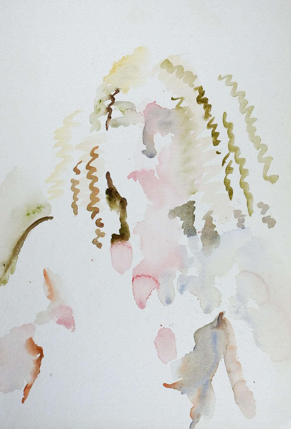 Modern Impressionist Watercolor Portrait Painting of Woman by Marilyn Lanfear For Sale