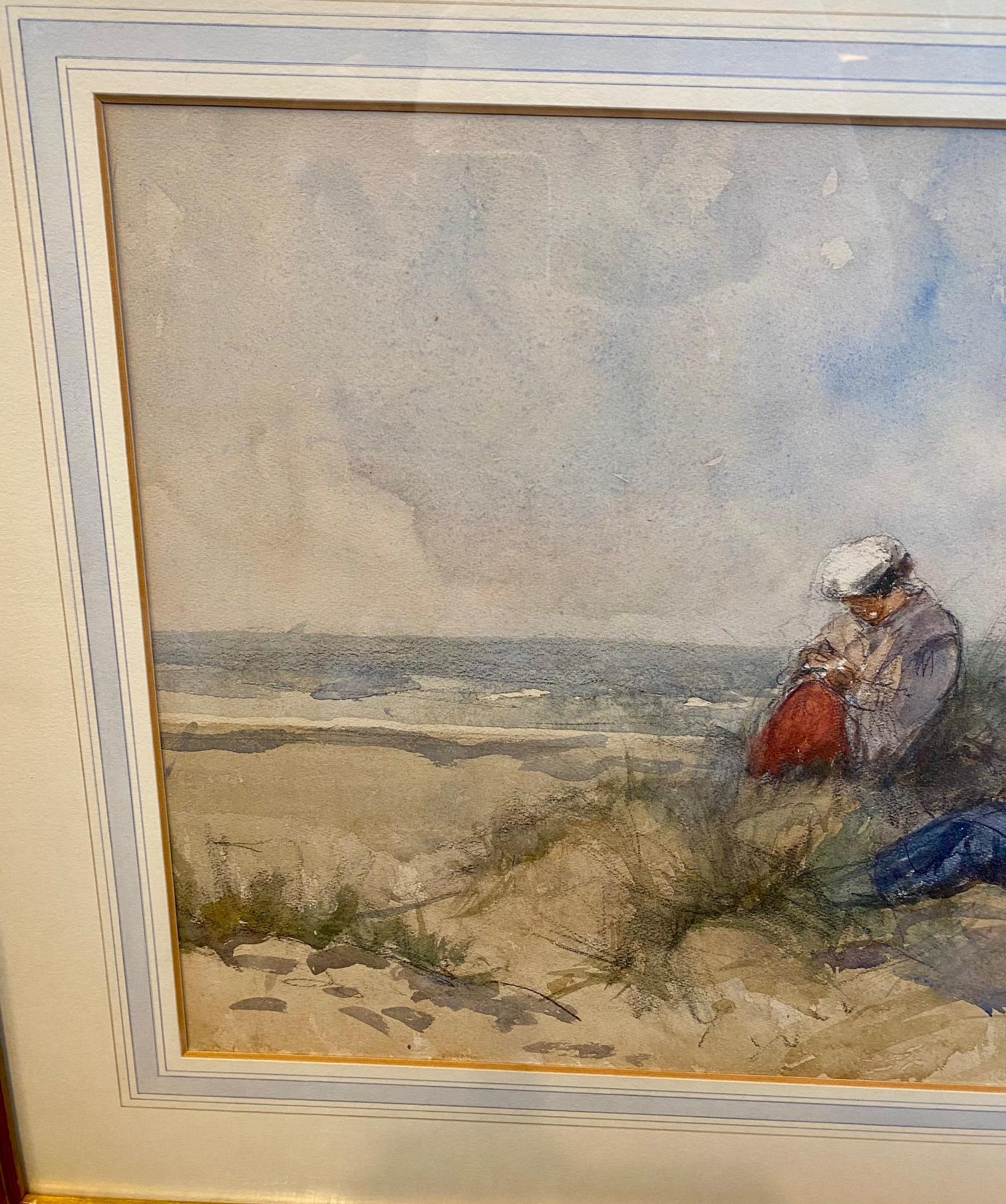 Other Impressionist Watercolor Shore Scene by Ferdinand Leys, circa 1920 For Sale