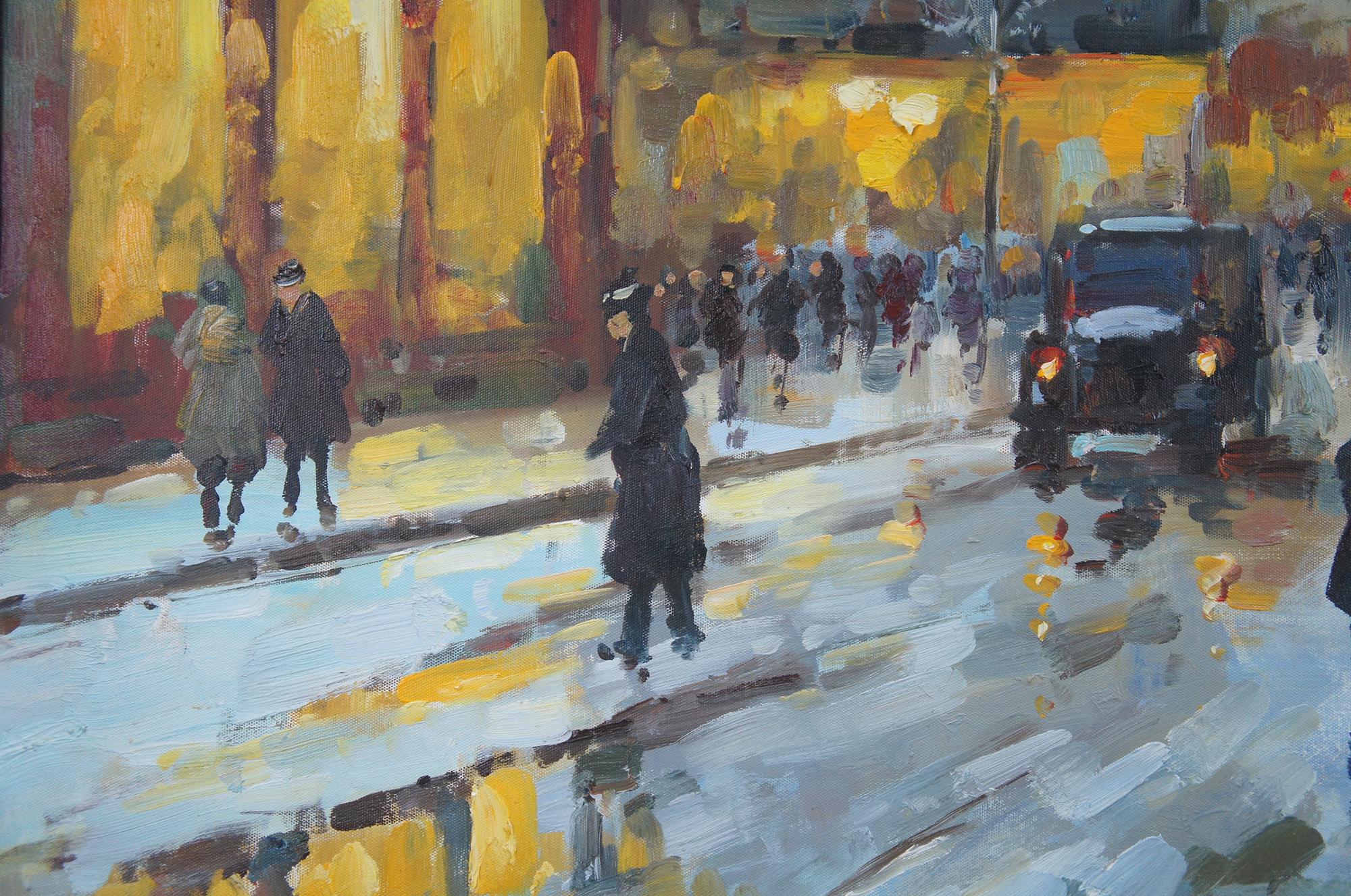 Expressionist Impressionist Winter Cityscape Paris Street Scene Oil Painting on Canvas
