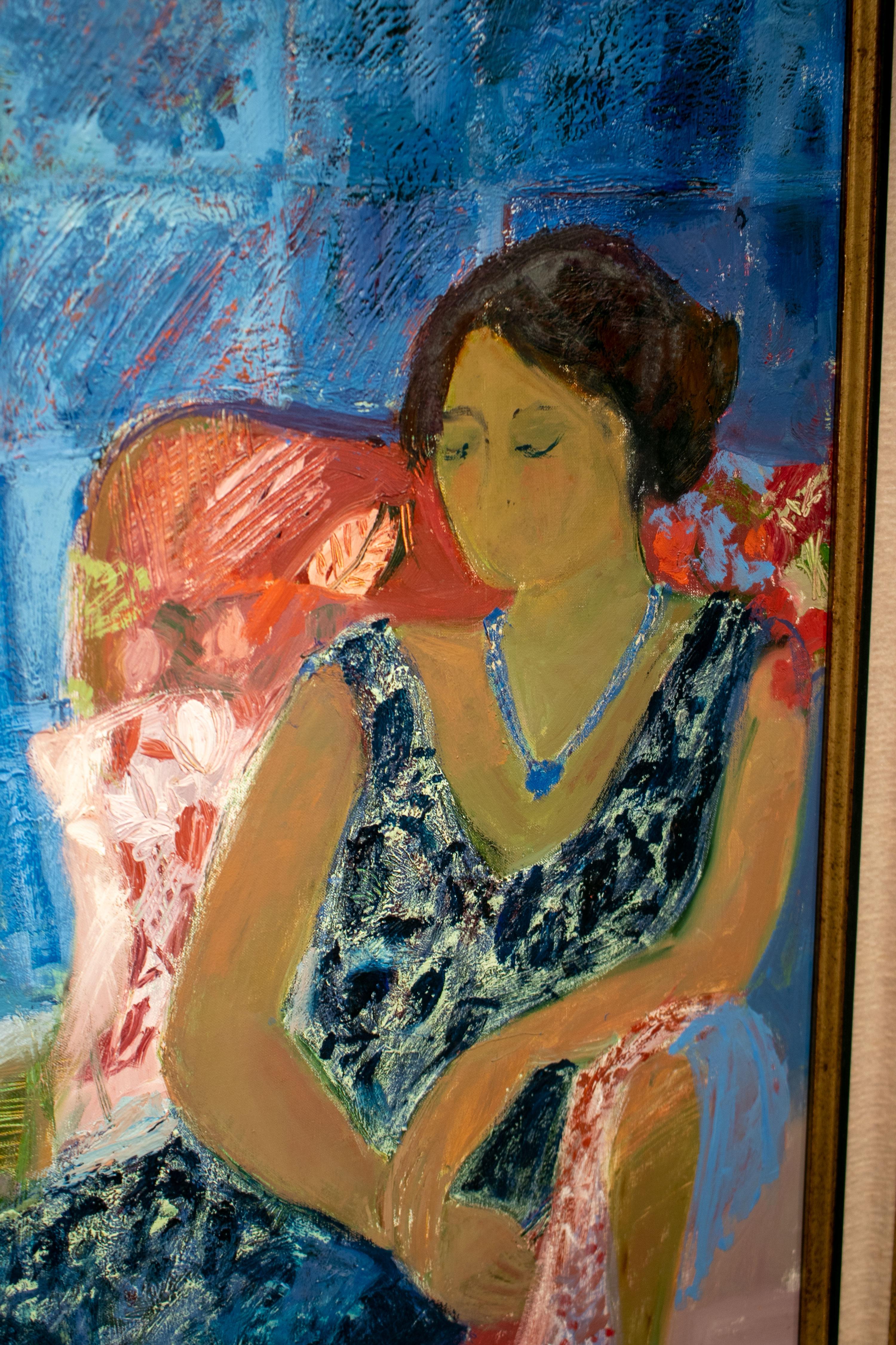 The overwhelming delight of Delouis’s paintings comes from the liberating power of colour and form, her interior scenes and still lifes incorporate the exotic and the exquisite, interweaving patterns and textures, often incised into the surface with