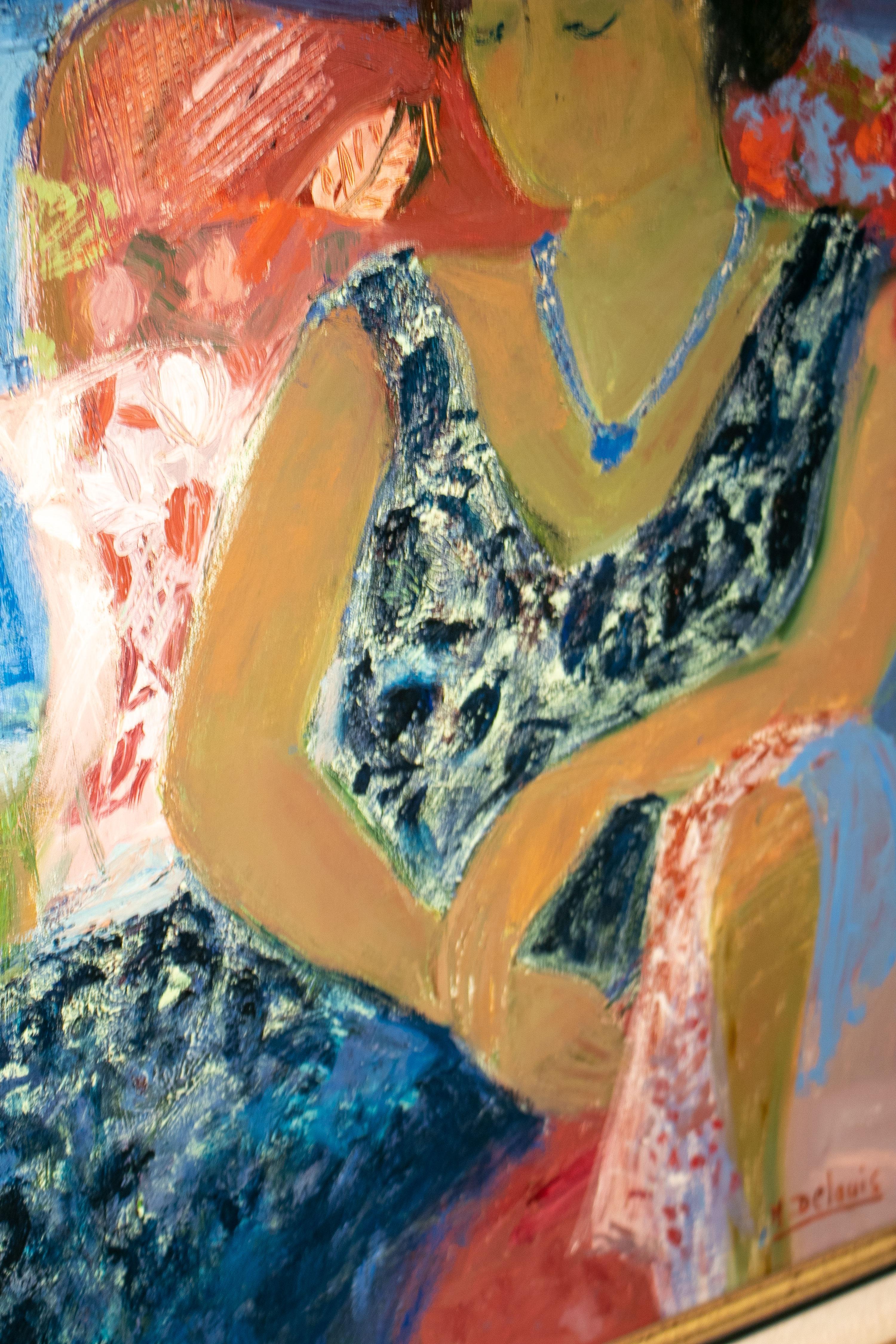 Impressionist Woman Portrait by French Artist Nancy Delouis In Good Condition In Marbella, ES