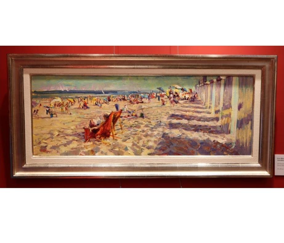 Australian Impressionistic Beach Scene by Leon Holmes For Sale