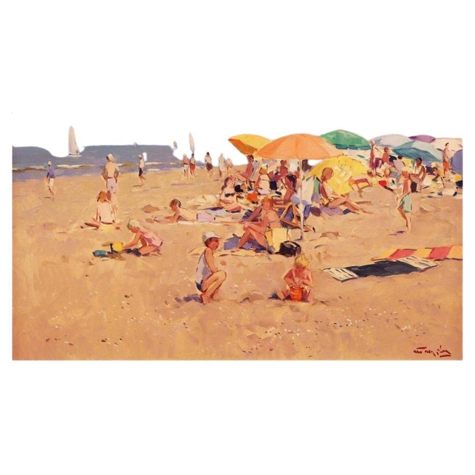 Impressionistic Beach Scene by Niek van der Plas For Sale