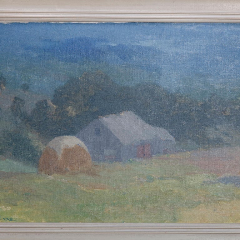 Vintage signed original framed watercolor farm scene S.Yates artist
