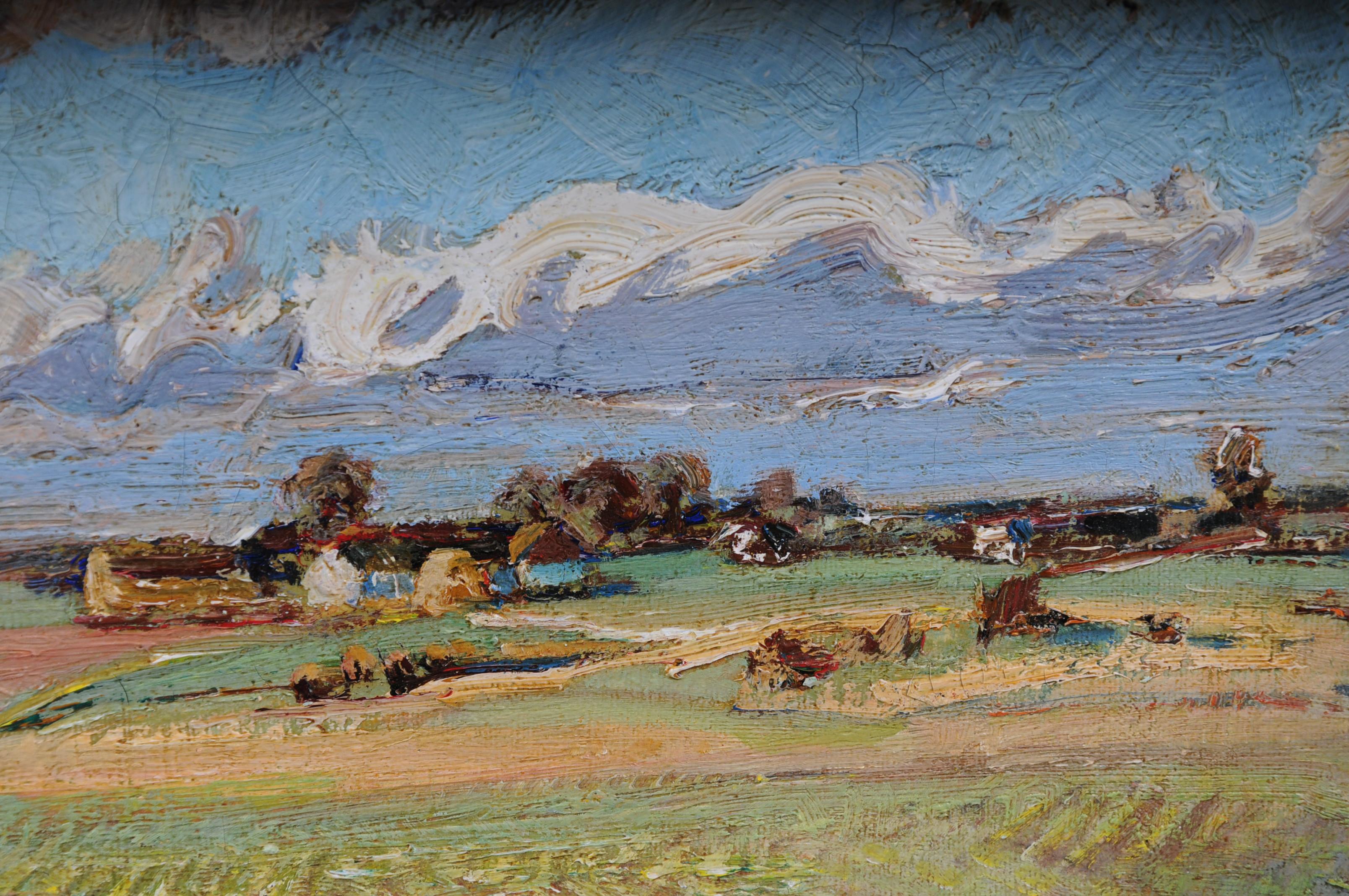 Peinture à l'huile impressionniste d'un paysage d'automne Idyllique signée, 20e siècle en vente 6